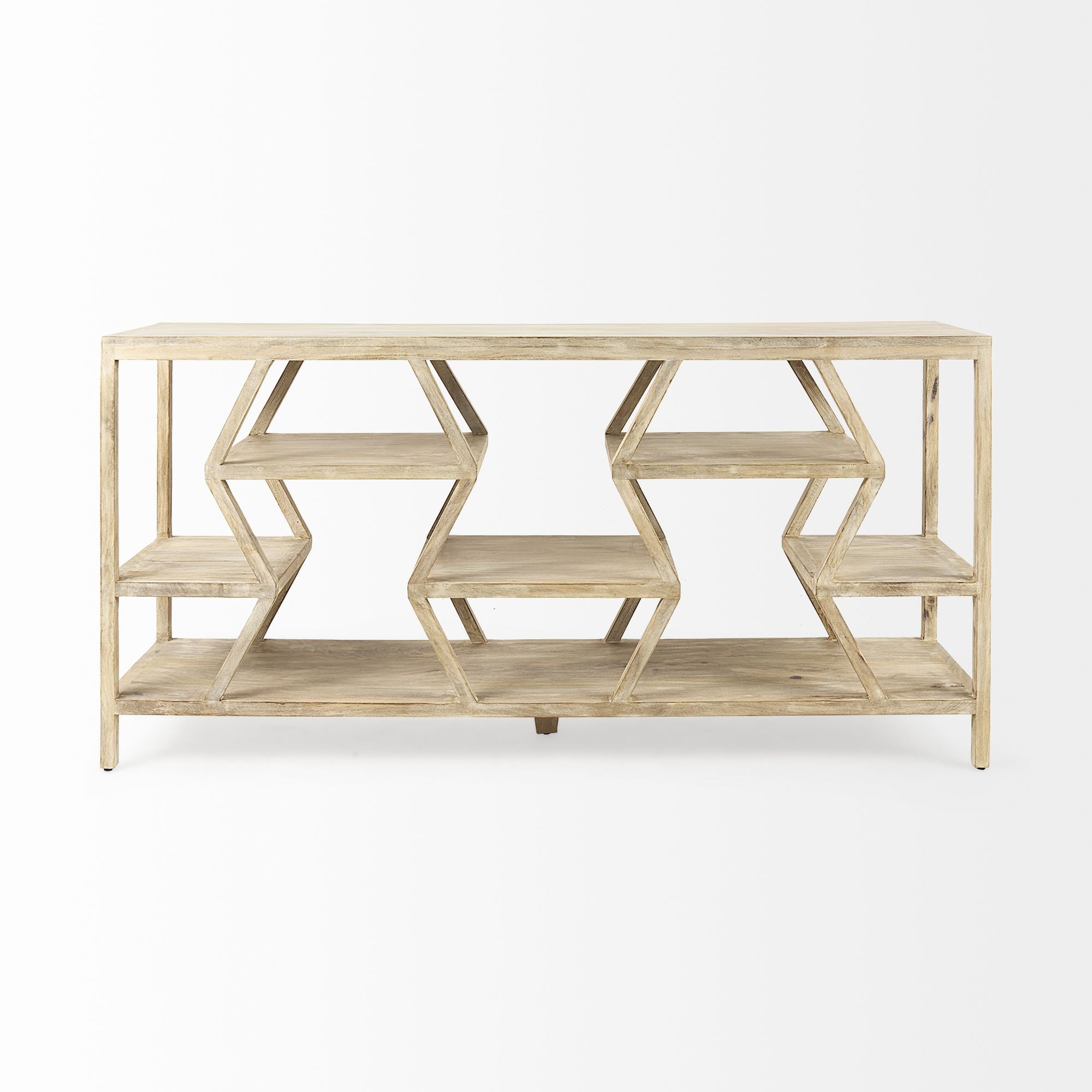 Mercana - Dayton II Natural Wooden Multi-Level Shelf Console Table