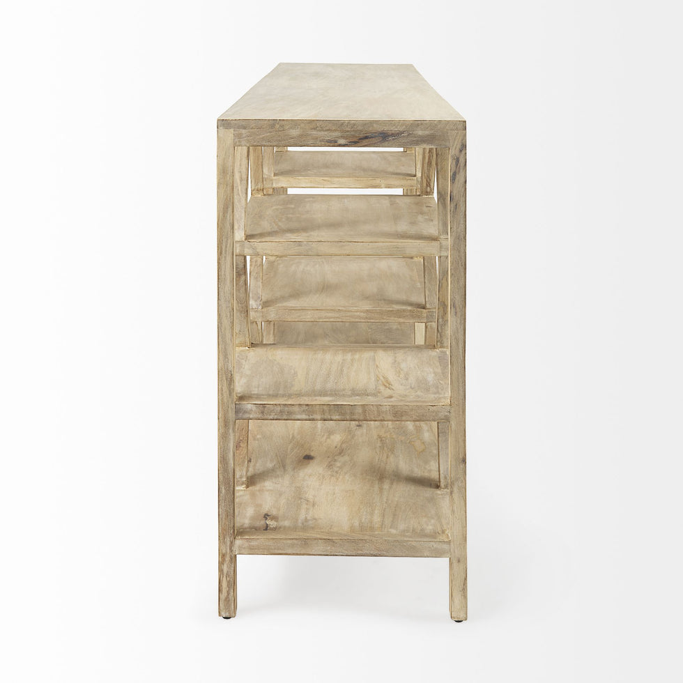 Mercana - Dayton II Natural Wooden Multi-Level Shelf Console Table