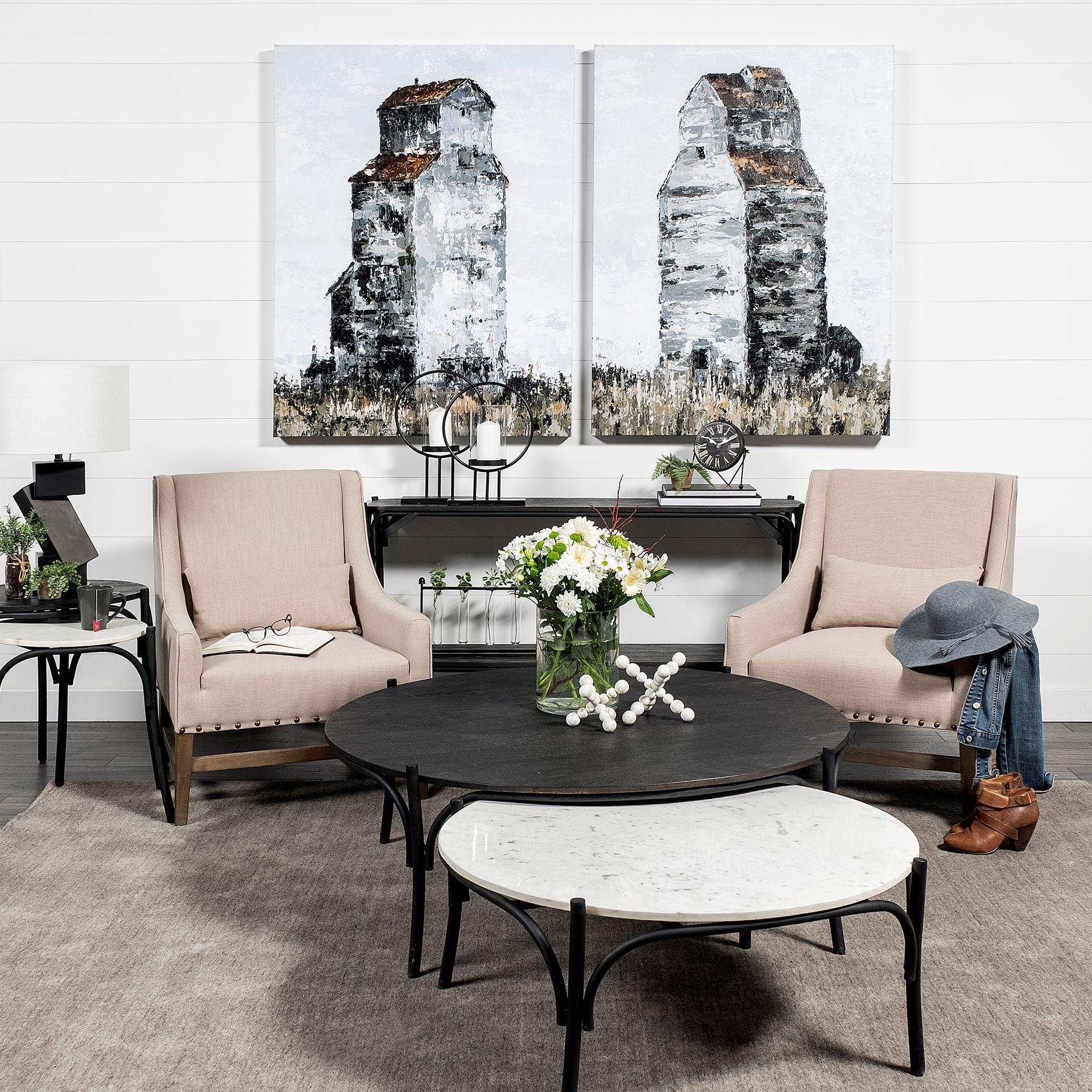 Mercana - Etienne Coffee Table in Black/White, Metal