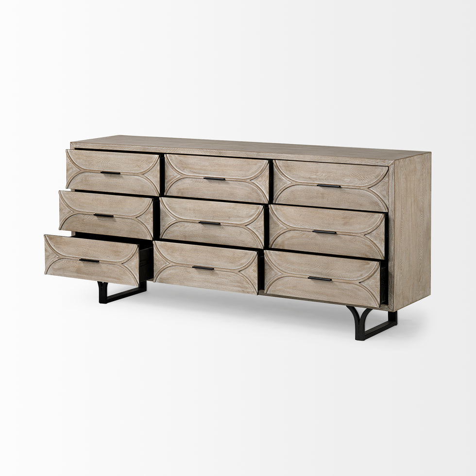 Mercana - Giselle Sideboard in Black/Brown, Solid + Manufactured Wood