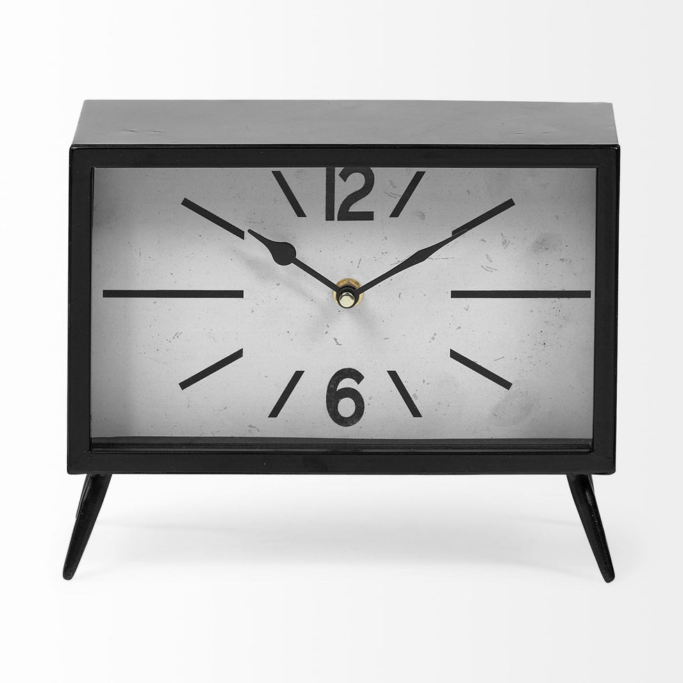 Mercana - Lita Black Metal Rectangular Table Clock