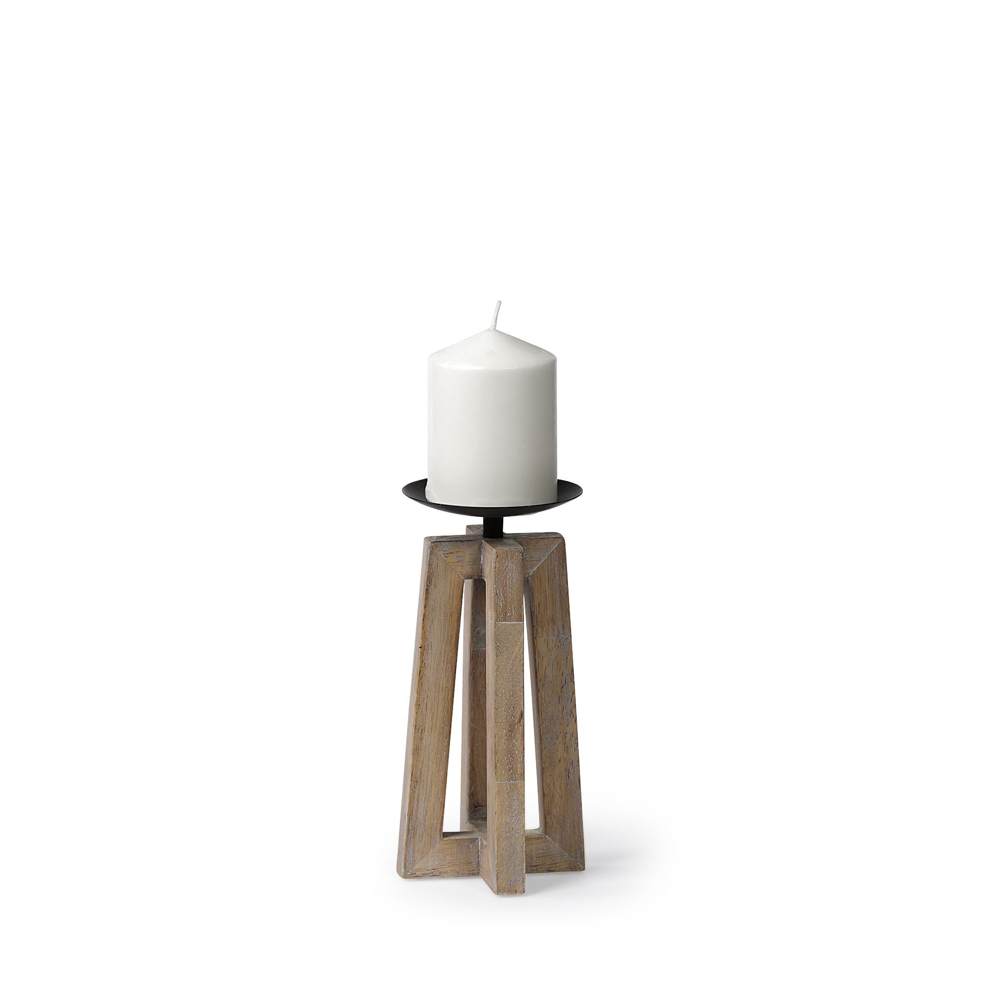 Mercana - Astra Light Brown Wood Pedestal Base Table Candle Holder