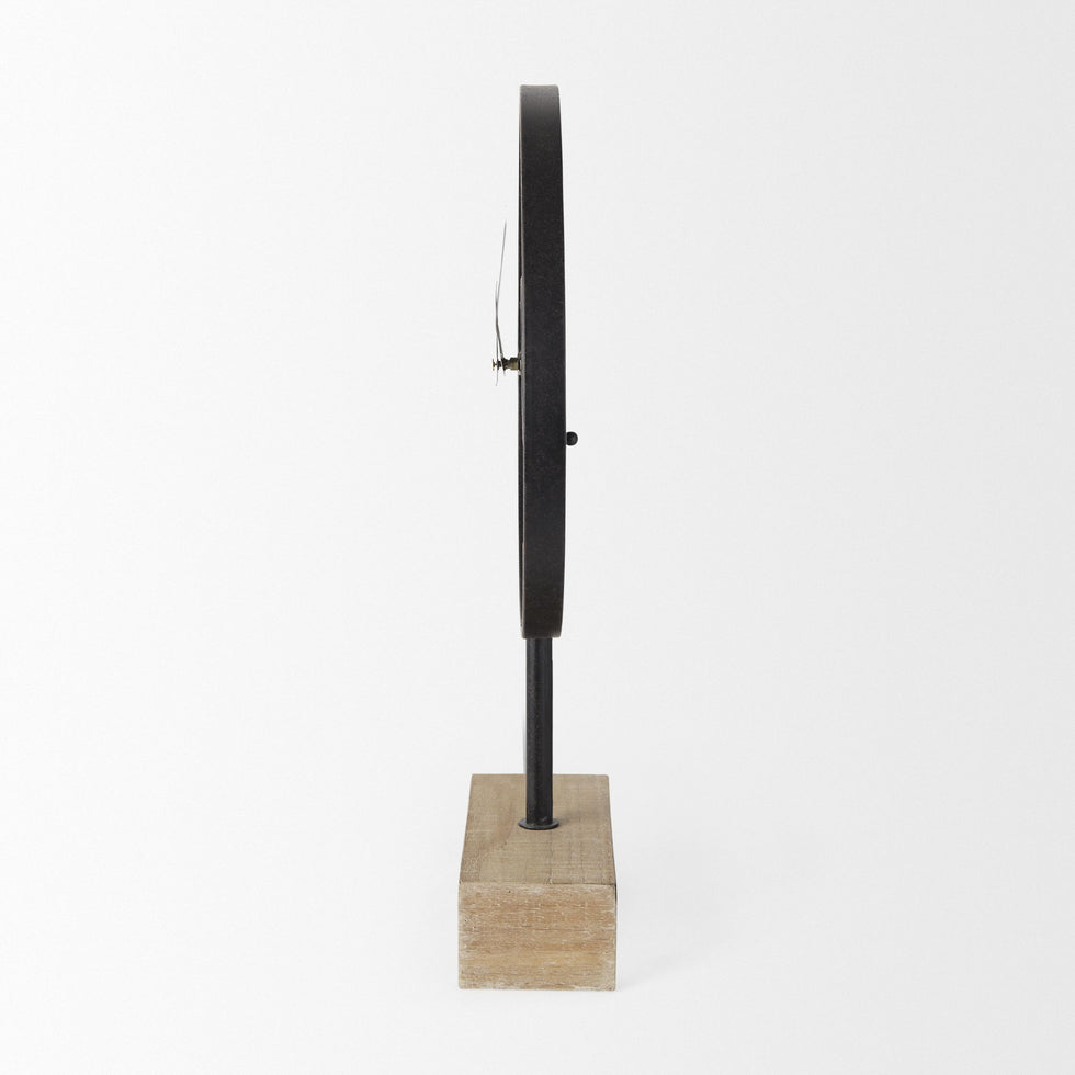 Mercana - Oris Black Metal/Wood Open Frame Table Clock