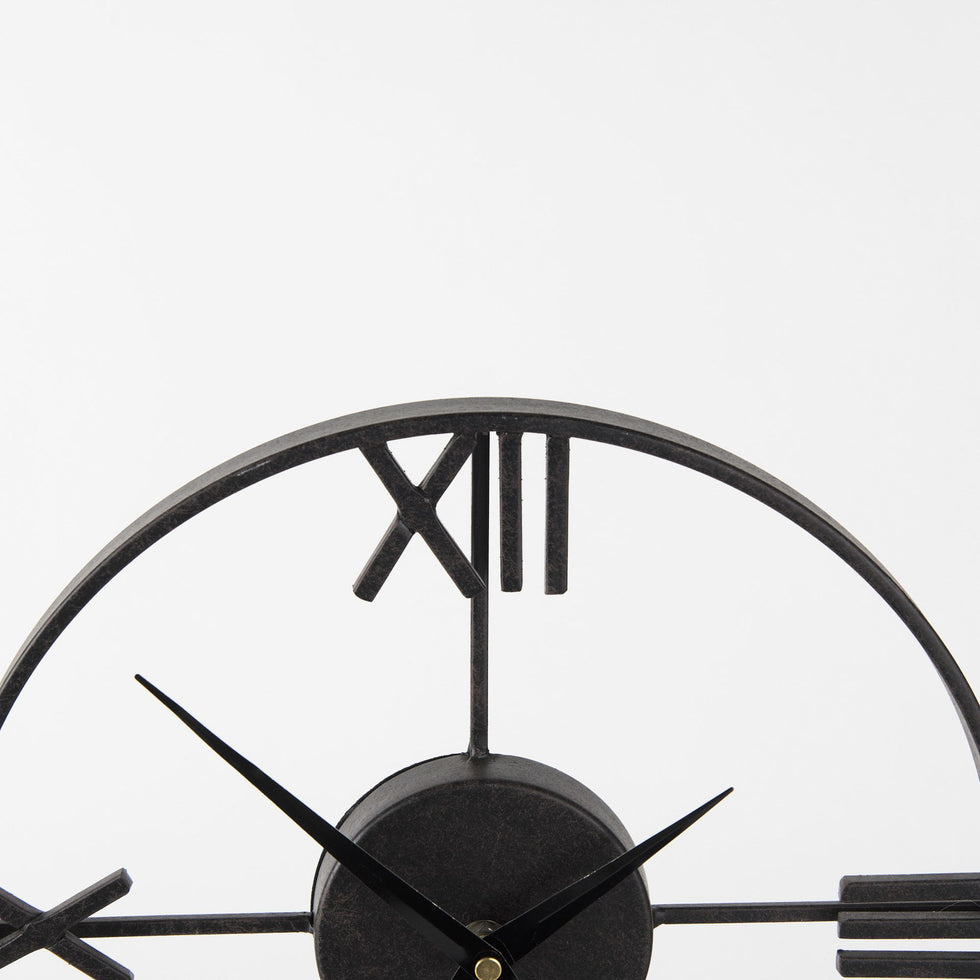 Mercana - Oris Black Metal/Wood Open Frame Table Clock