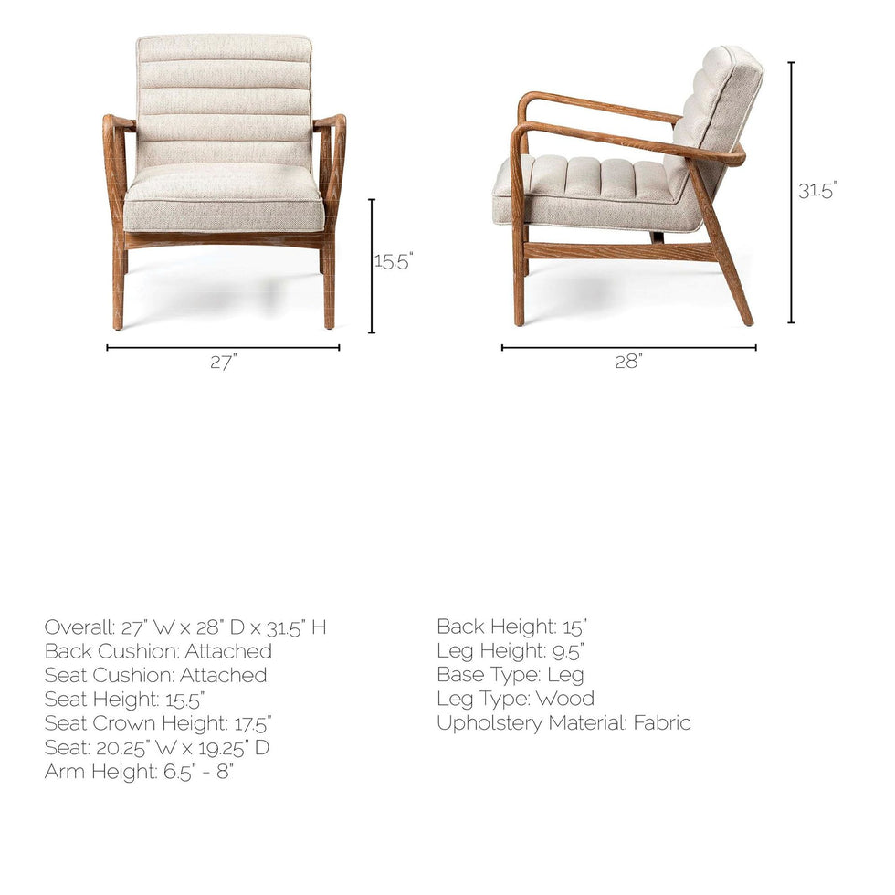 Mercana - Ajax II Accent Chair in Cream, Fabric