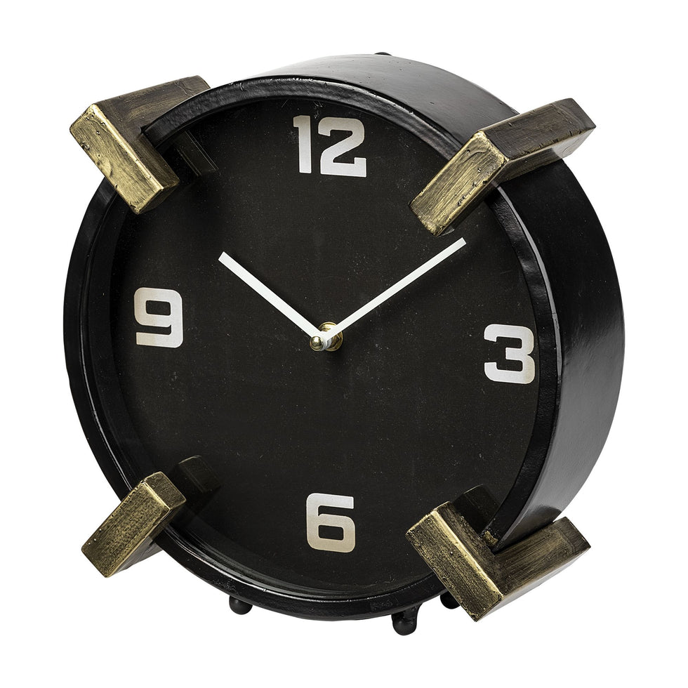 Mercana - Agar Black Metal Round Table Clock