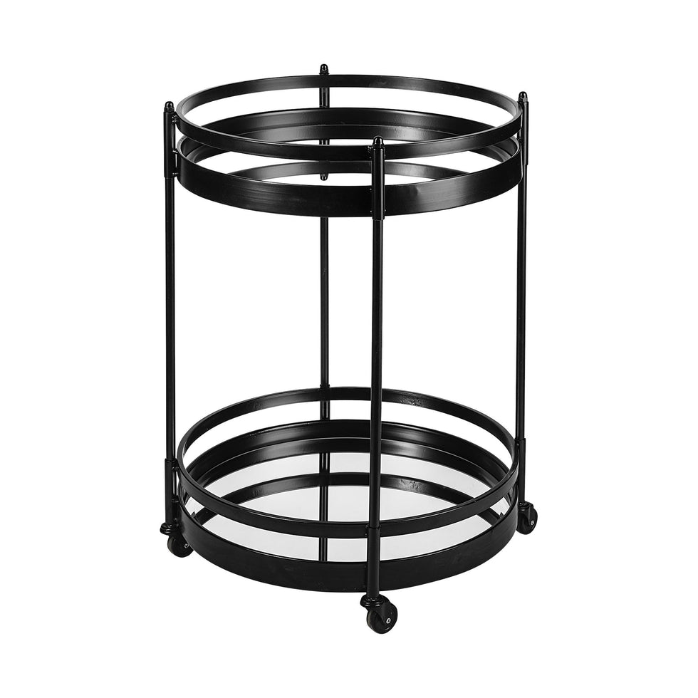 Mercana - Ada 2 Tier Round Bar Cart with Glass Shelf