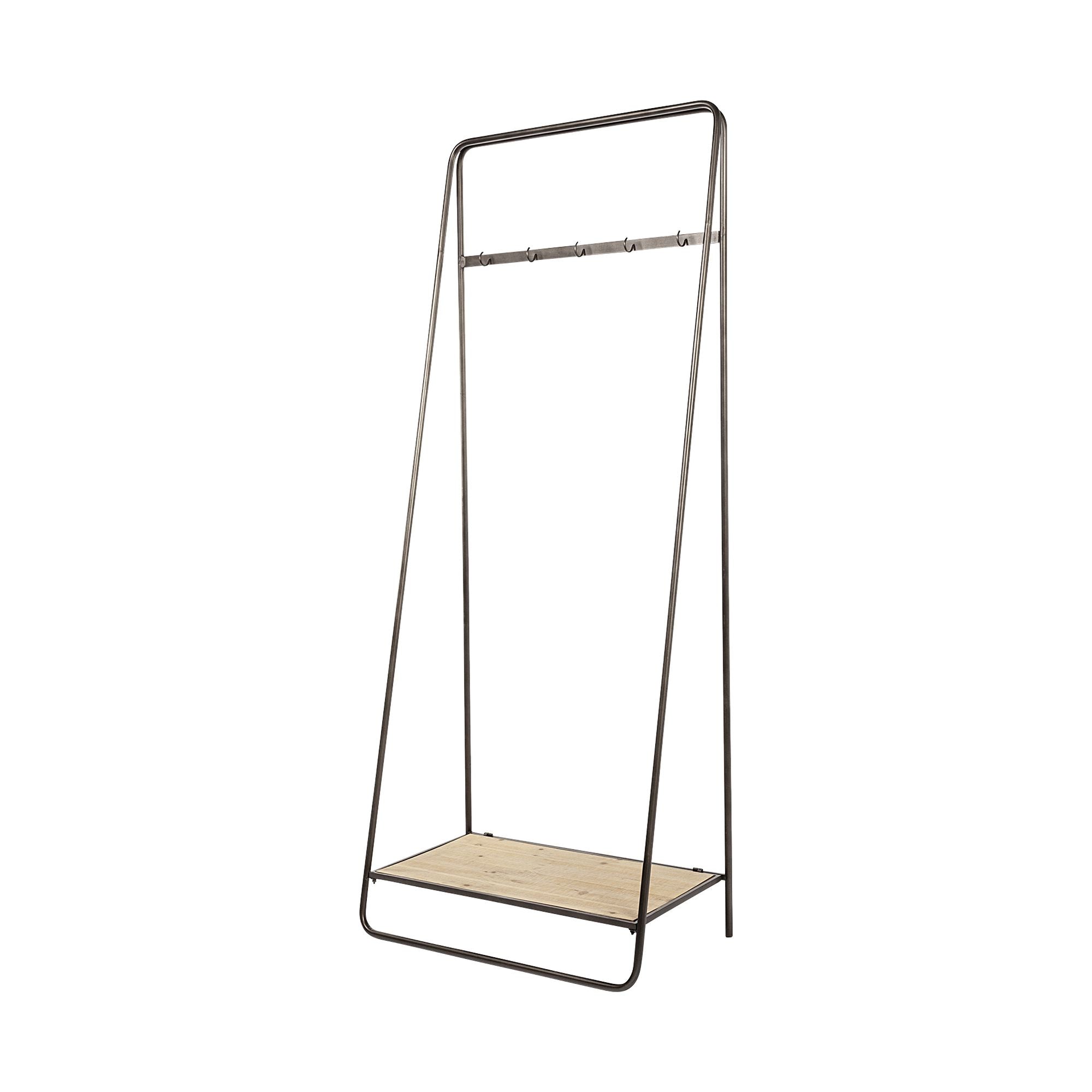 Mercana - Carell Black Metal And Wood Shelf Hall Tree