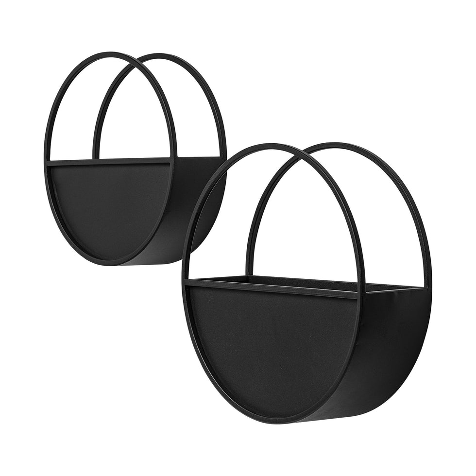 Mercana - Hank Black Metal Hanging Wall Planters (Set of 2)