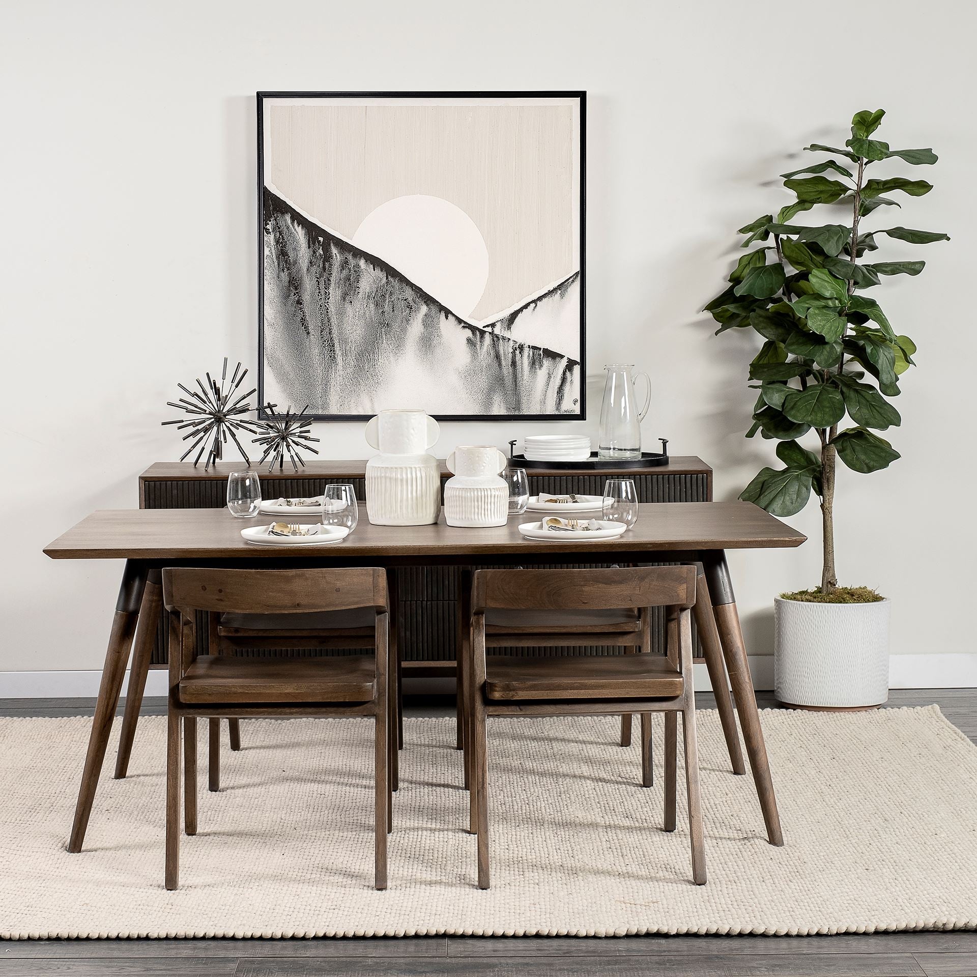 Mercana - Nicholas Dining Table in Brown, Solid Wood