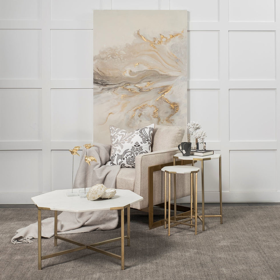Mercana - Vincent Coffee Table in Gold, Stone