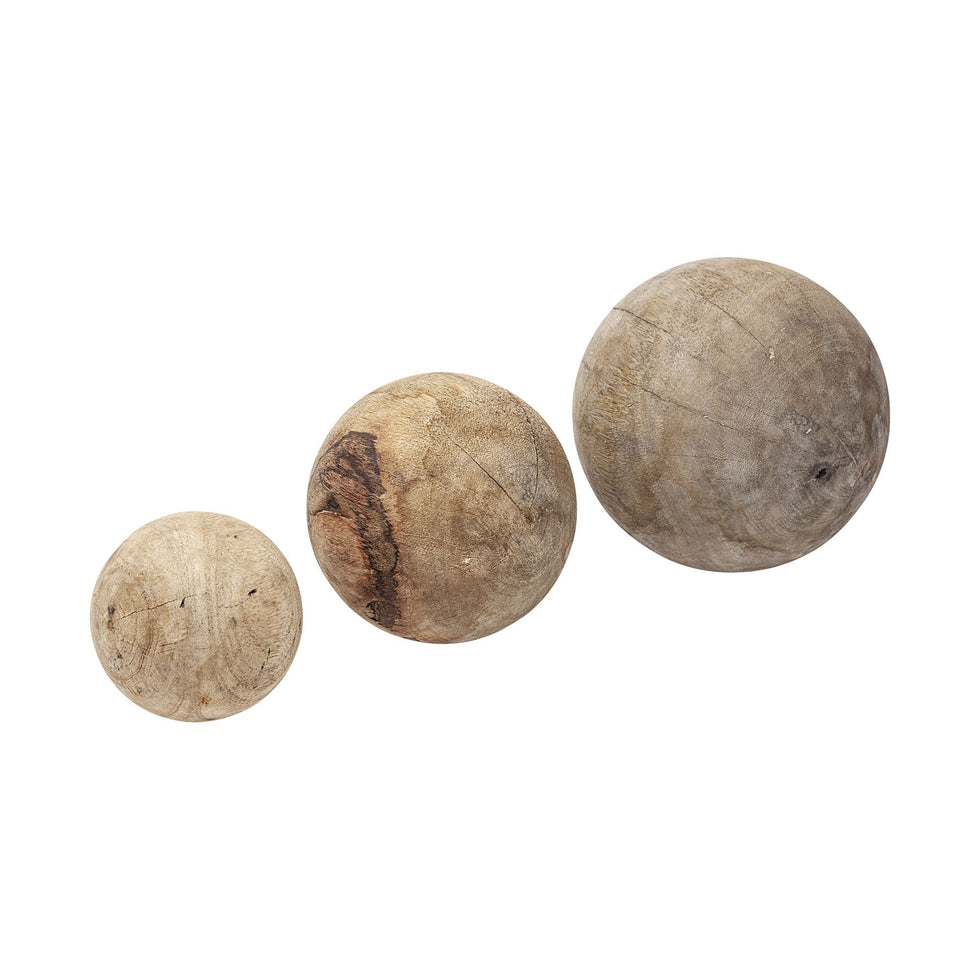 Mercana - Carrick Natural Wood Decorative Spheres (Set of 3)