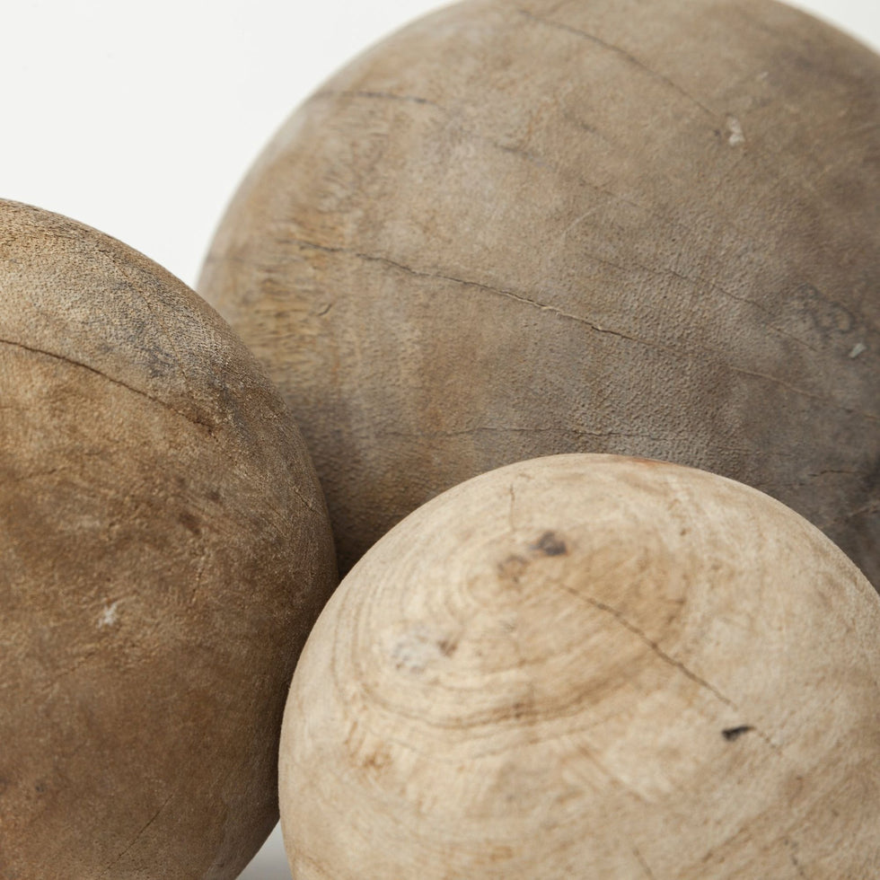 Mercana - Carrick Natural Wood Decorative Spheres (Set of 3)