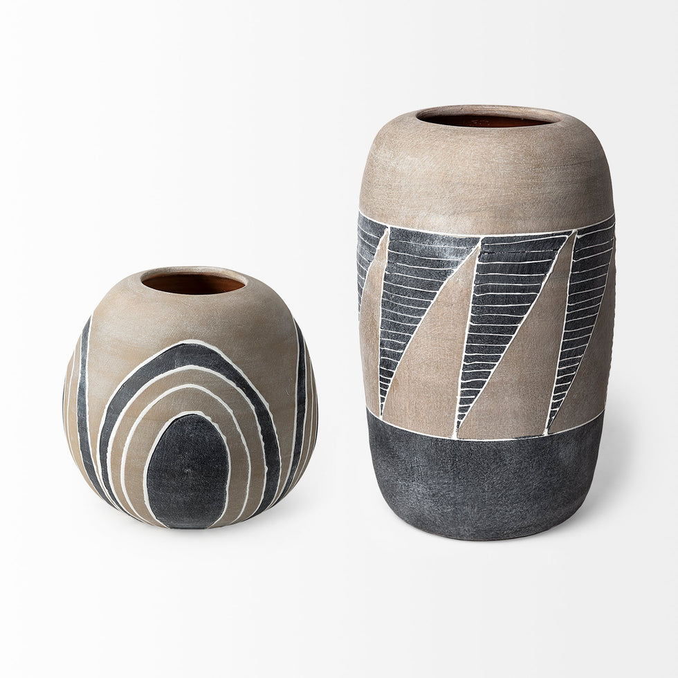 Mercana - Cove Vase in Brown/Gray/White, Ceramic