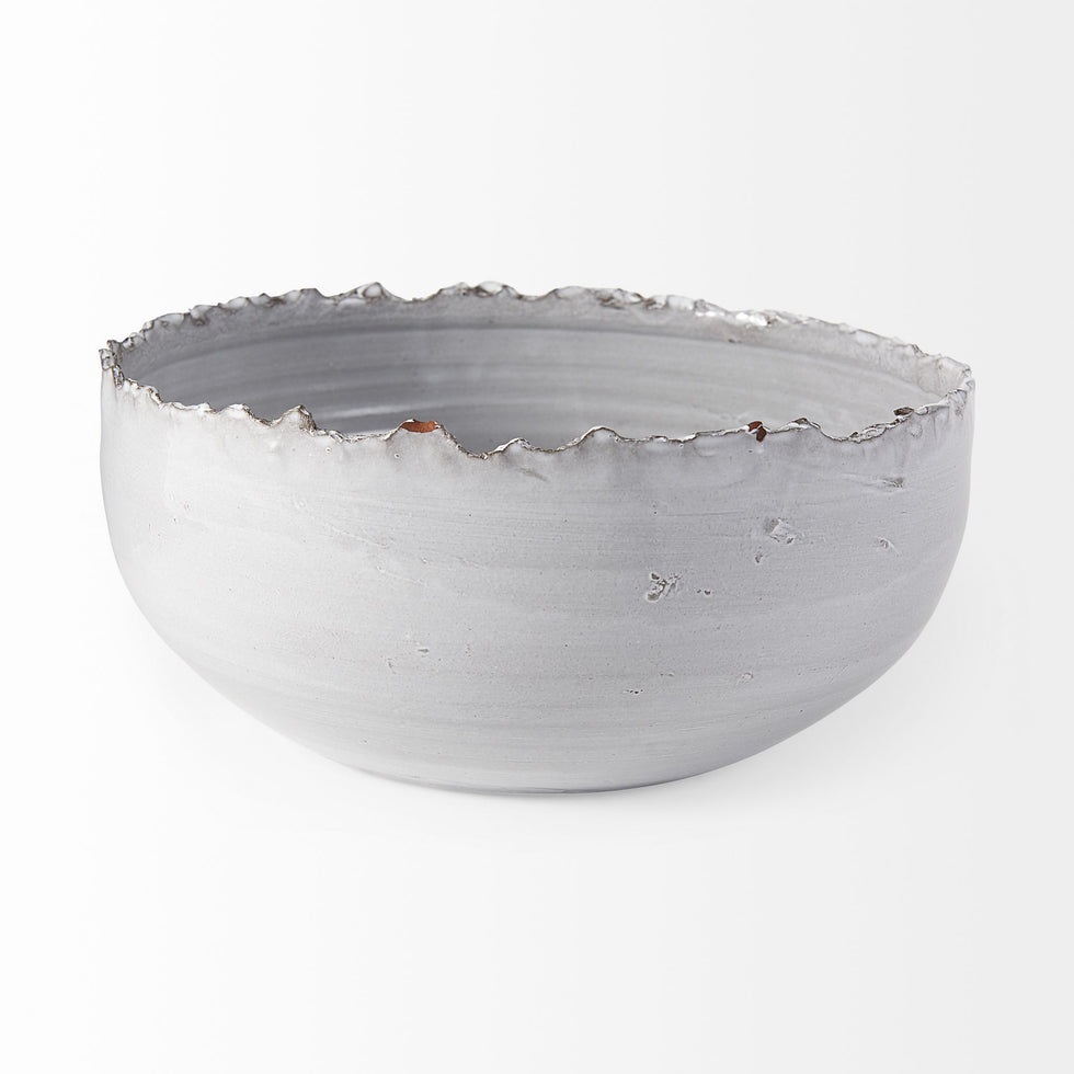 Mercana - Larsen 13L x 13W White Ceramic Large Decorative Bowl