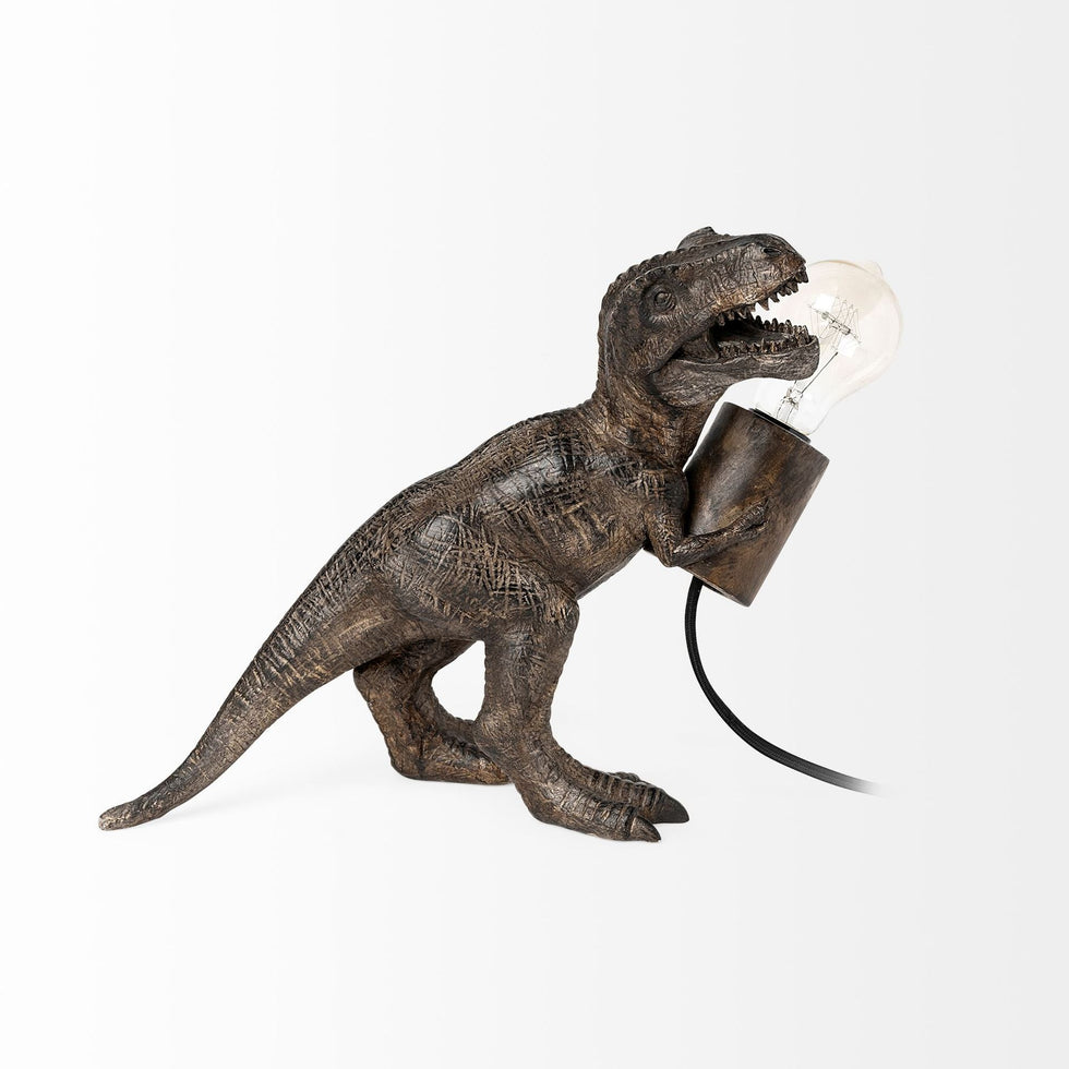 Mercana - Raptor (10.6"H) Dark Tone Resin Tyrannosaurus Rex Table Lamp