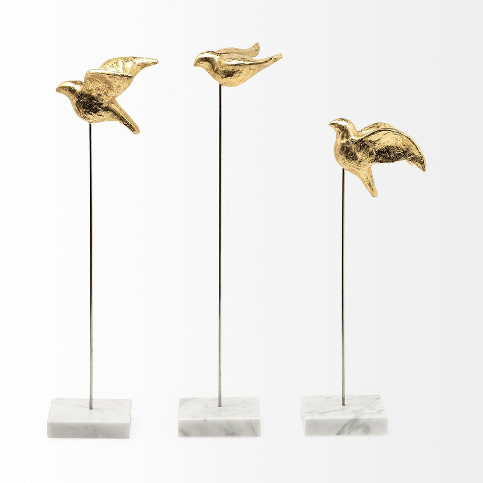 Mercana - Aya 11L x 4W Gold Metal Decorative Birds (Set of 3)