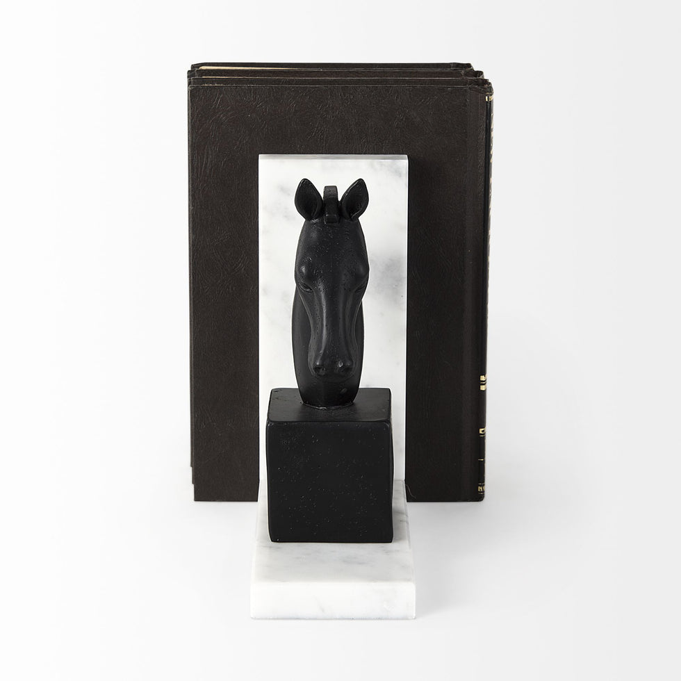 Mercana - Hidalgo 14L x 3W Black Majestic Horse Bookends (Set of 2)