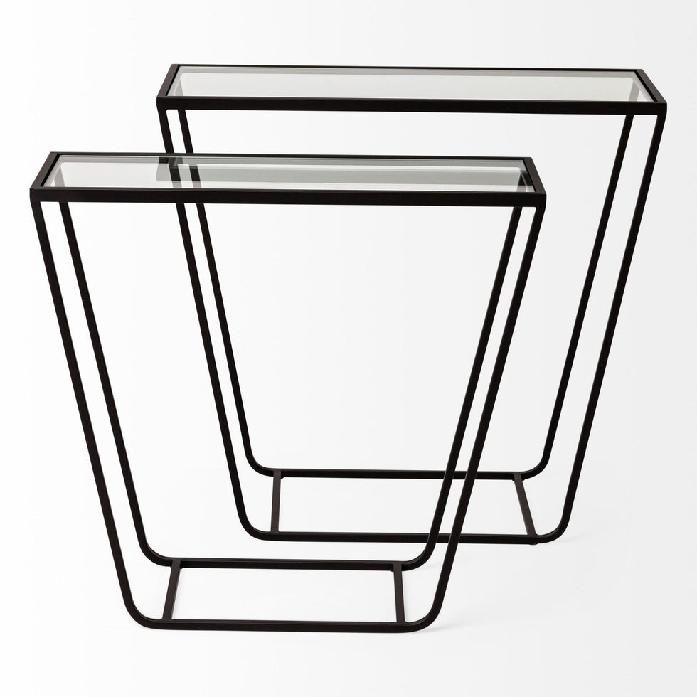Mercana Arya Accent Table (Set of 2) - Black, Glass