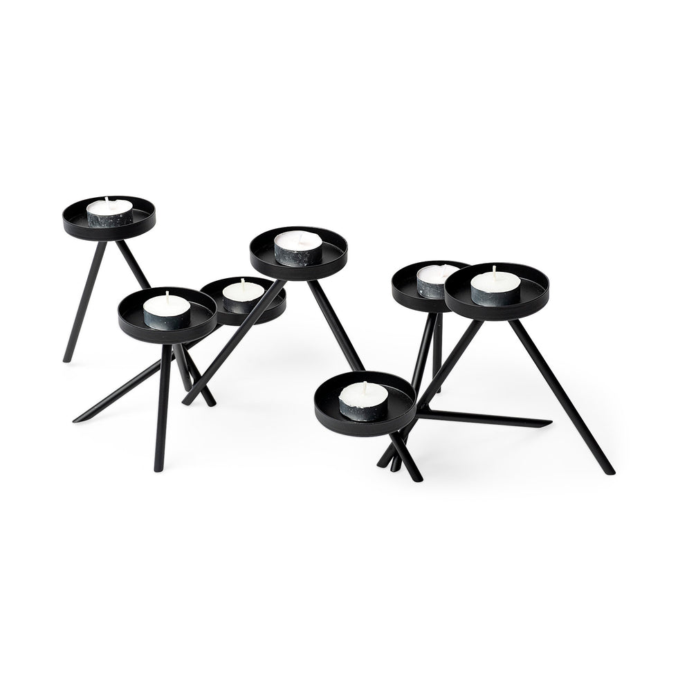 Mercana - Meira Candle Holder in Black, Metal