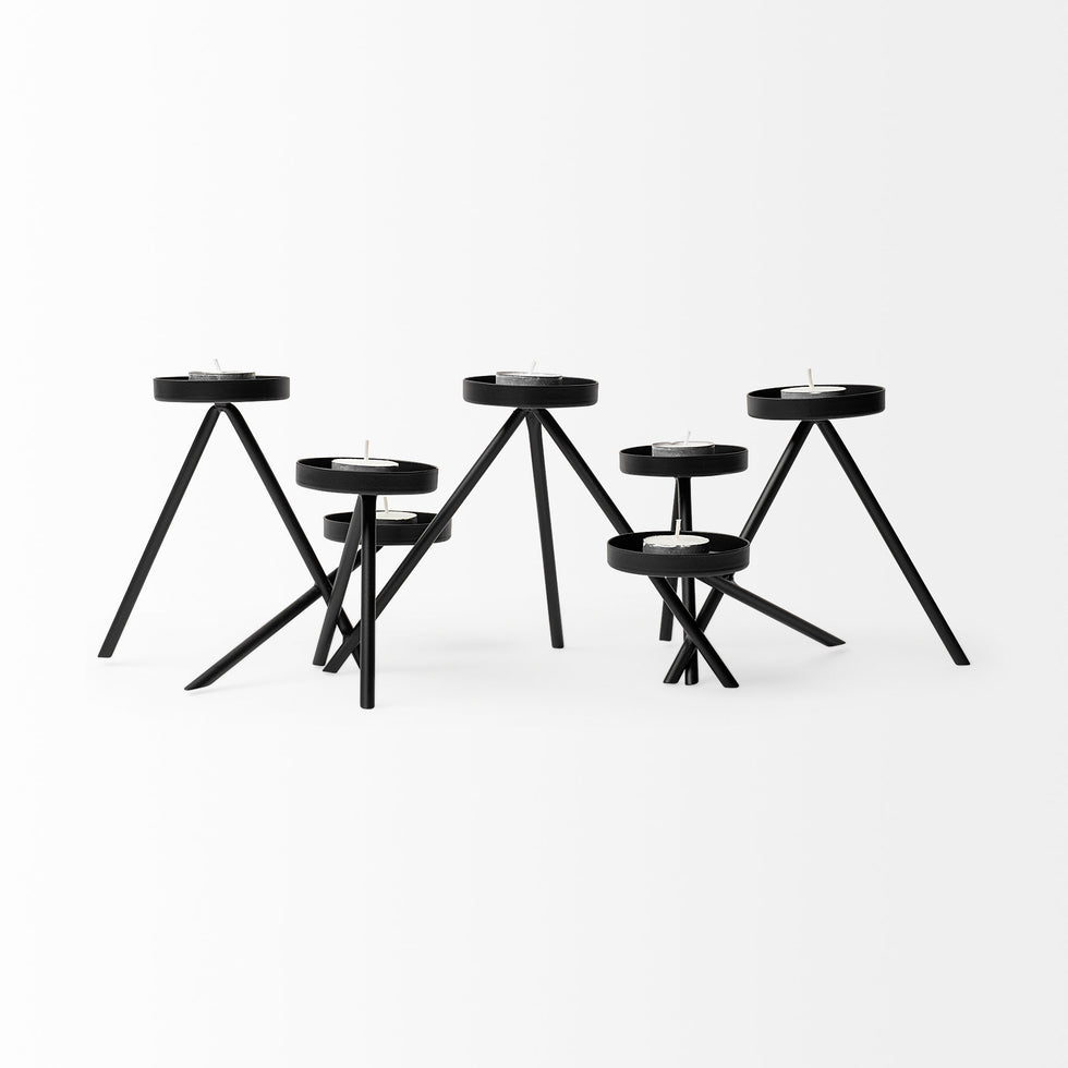 Mercana - Meira Candle Holder in Black, Metal