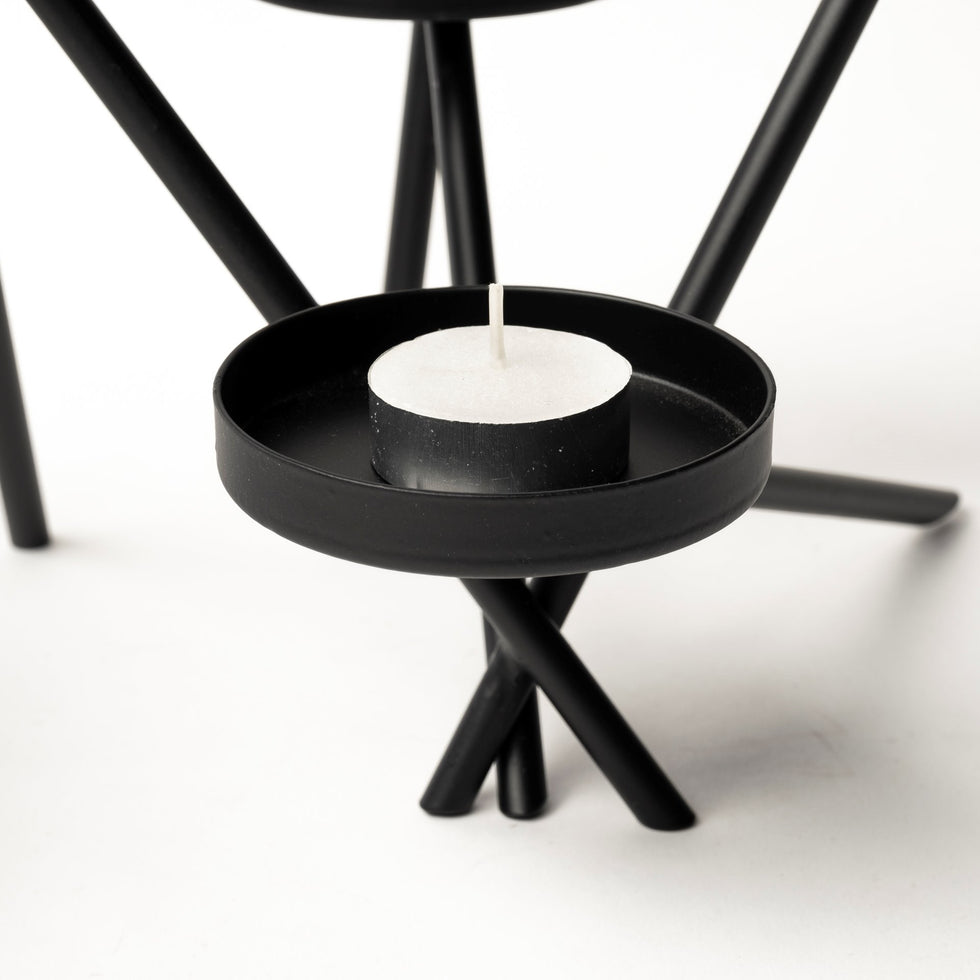 Mercana - Meira Candle Holder in Black, Metal