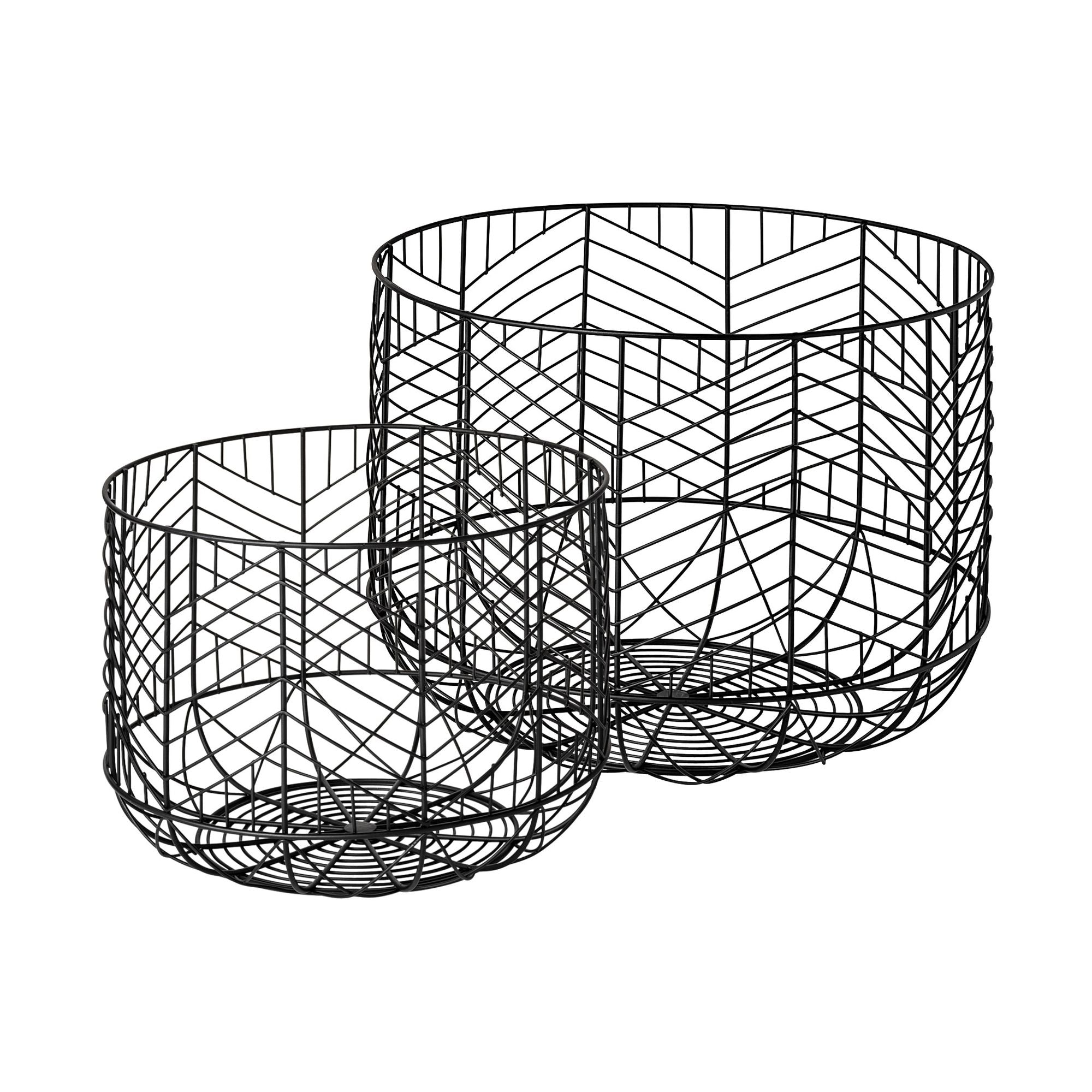 Mercana - Idris Black Metal Geometric Mesh Bowls (Set of 2)