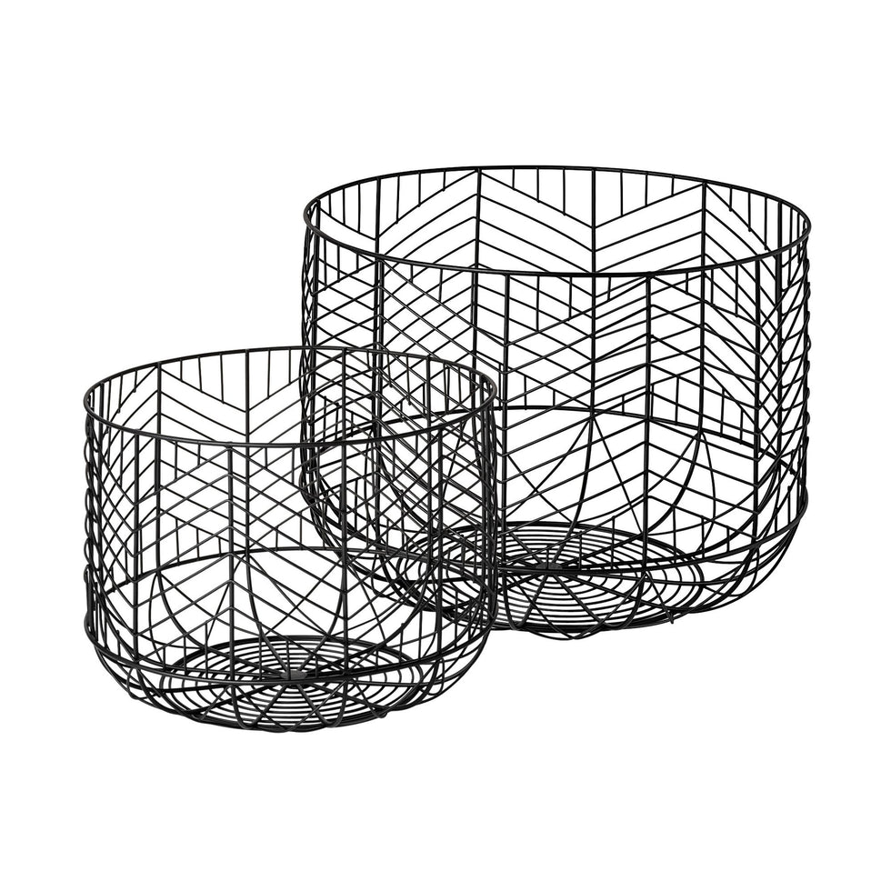 Mercana - Idris Black Metal Geometric Mesh Bowls (Set of 2)
