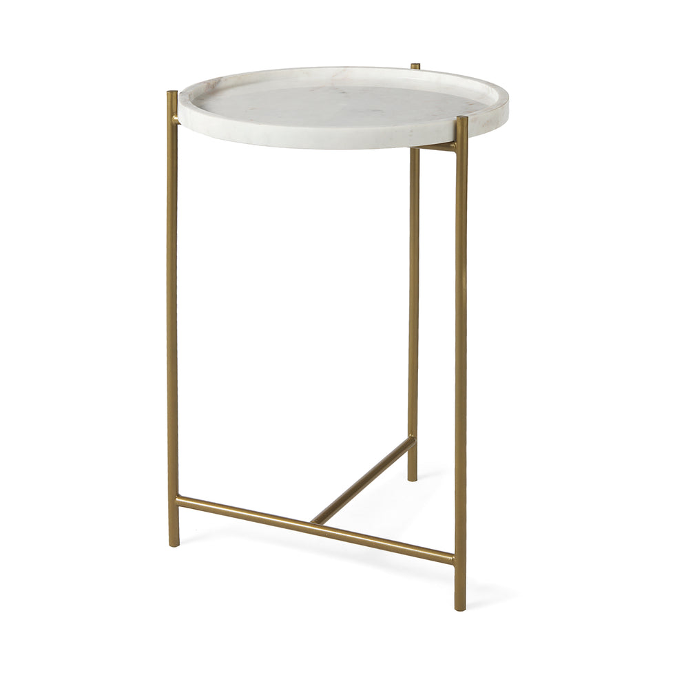 Mercana - Stella Accent Table in White, Marble