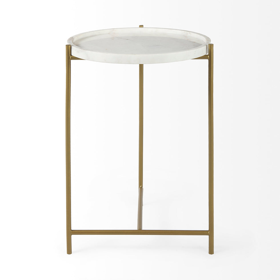 Mercana - Stella Accent Table in White, Marble