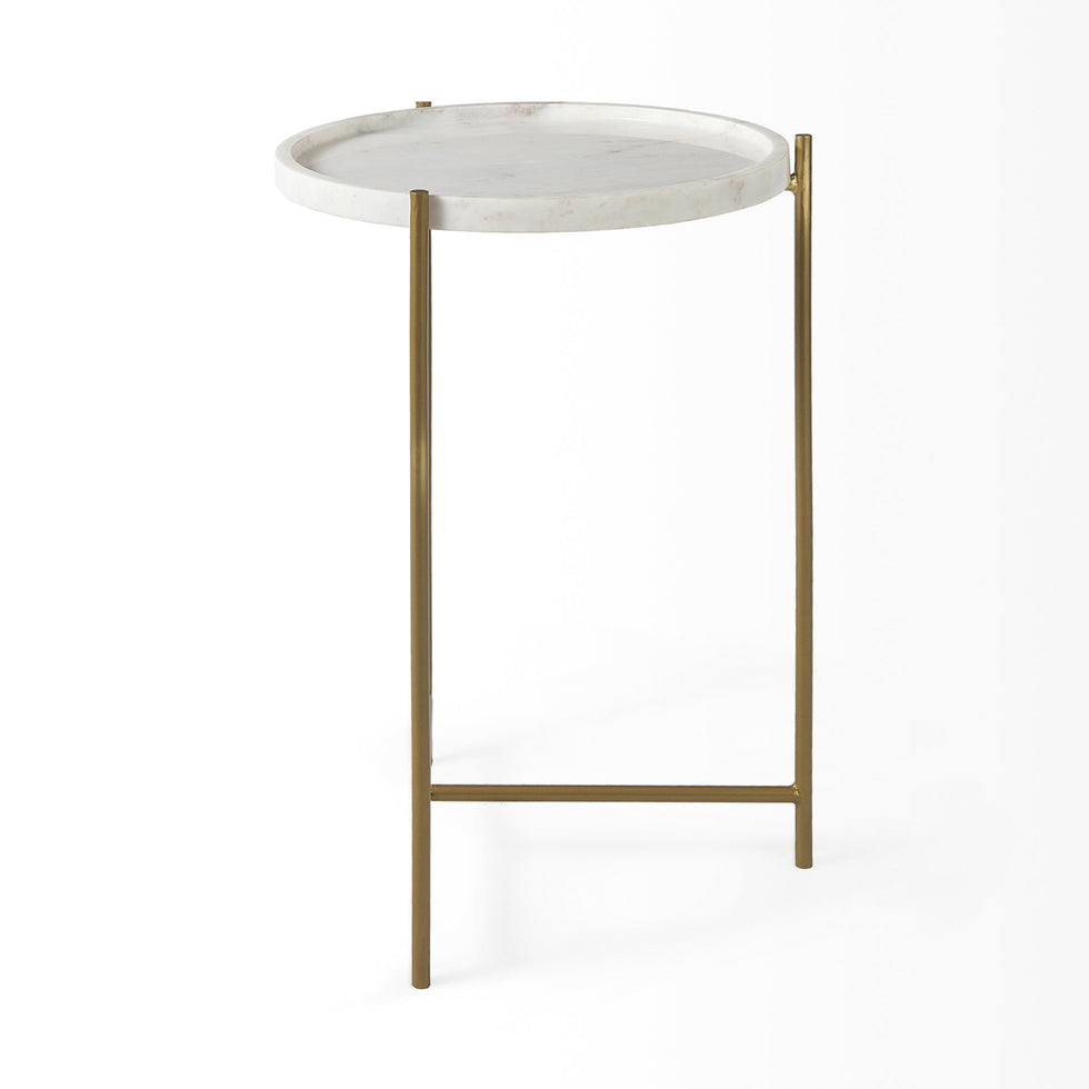 Mercana - Stella Accent Table in White, Marble