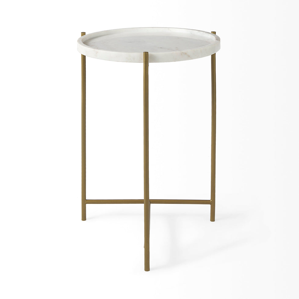 Mercana - Stella Accent Table in White, Marble