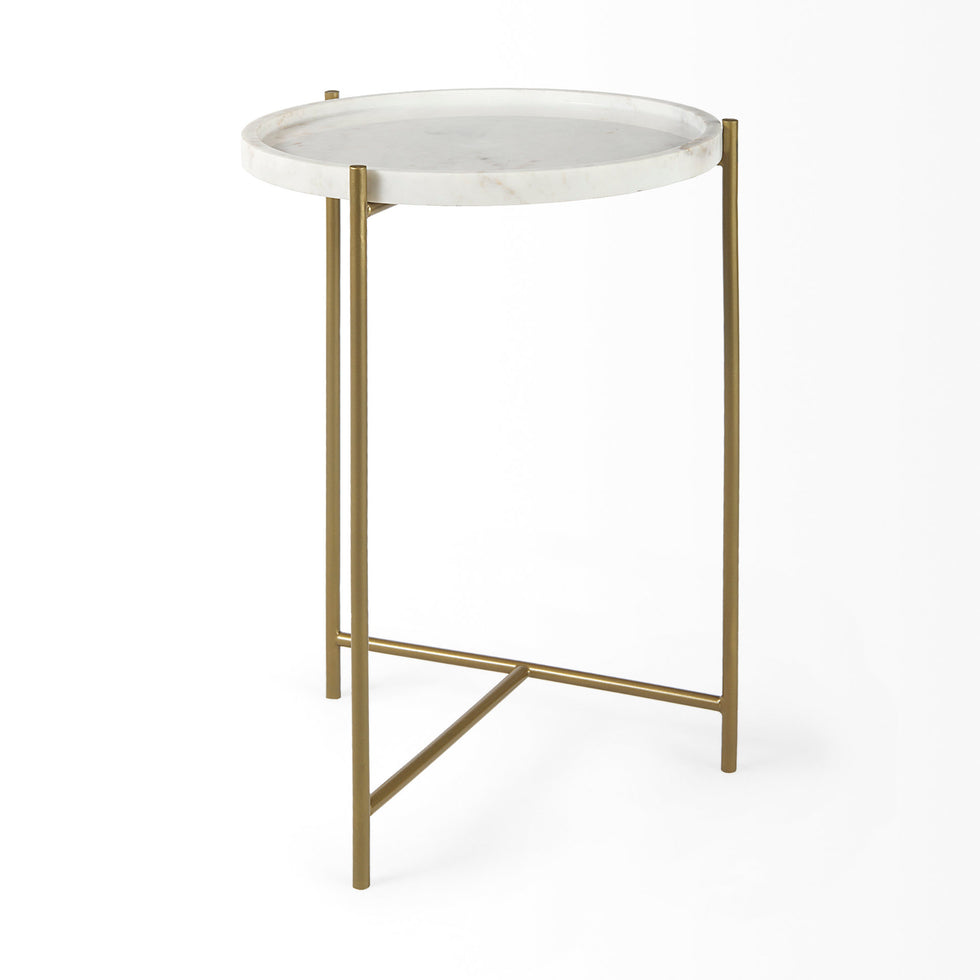 Mercana - Stella Accent Table in White, Marble
