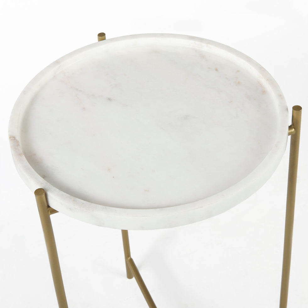 Mercana - Stella Accent Table in White, Marble