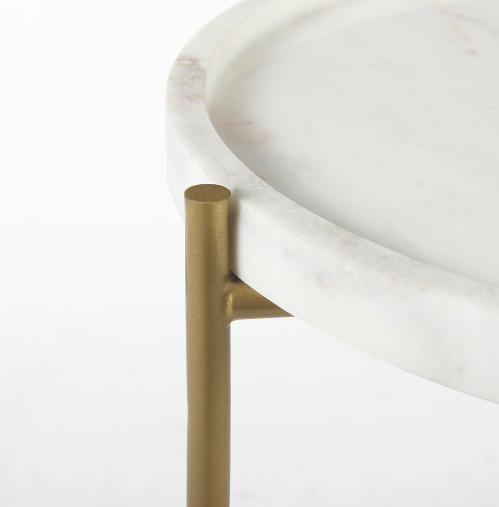 Mercana - Stella Accent Table in White, Marble