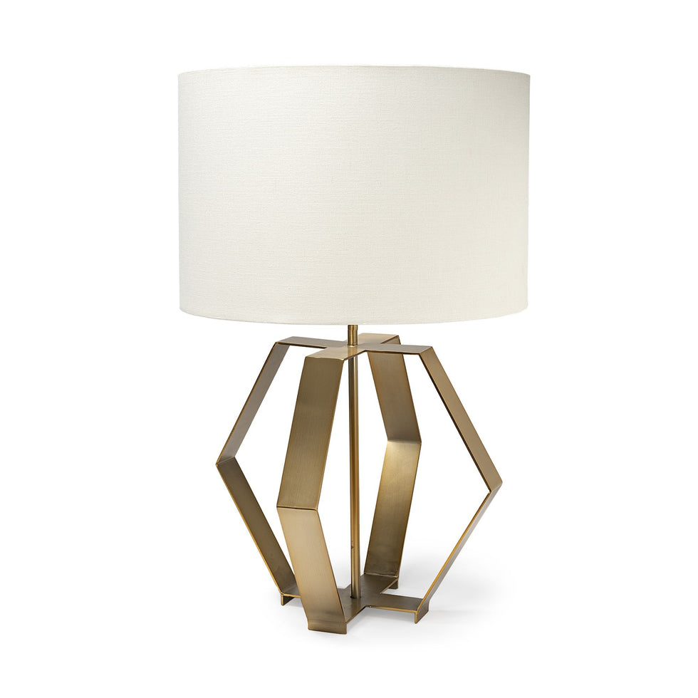 Mercana - Edwards (26"H) Gold Metal Base with Cream Fabric Shade Table Lamp