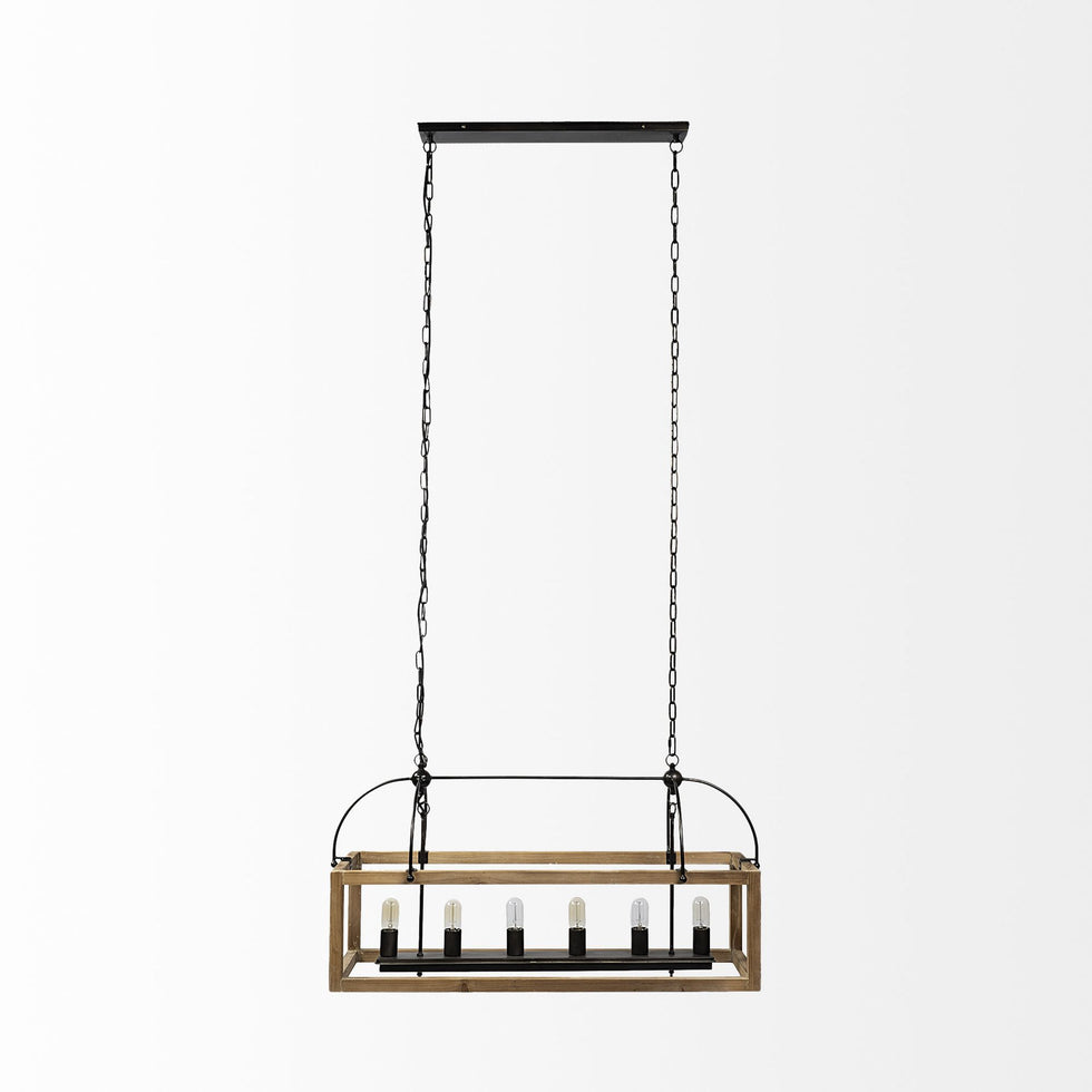 Mercana - Josie Natural Wood Chassis Six Light Chandelier