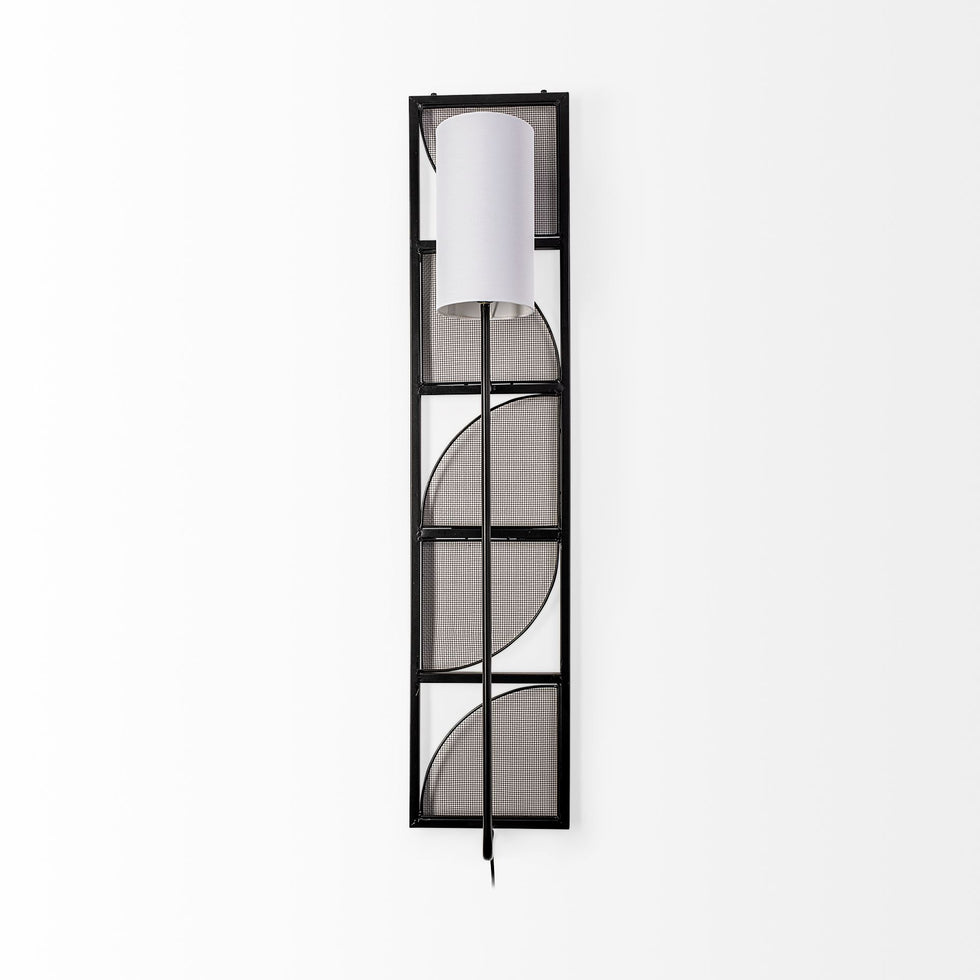Mercana - Navin Wall Sconce in Black/White, Fabric