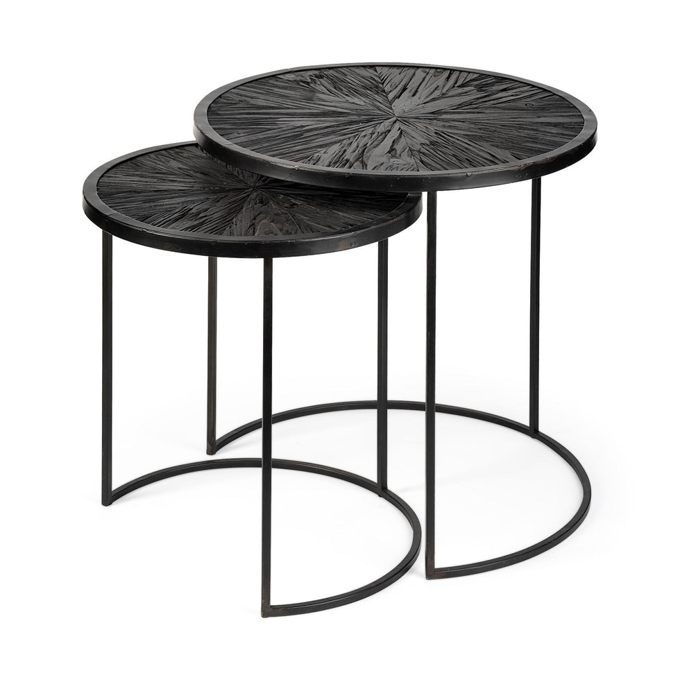 Mercana Chakra Accent Table (Set of 2) - Dark Brown, Wood
