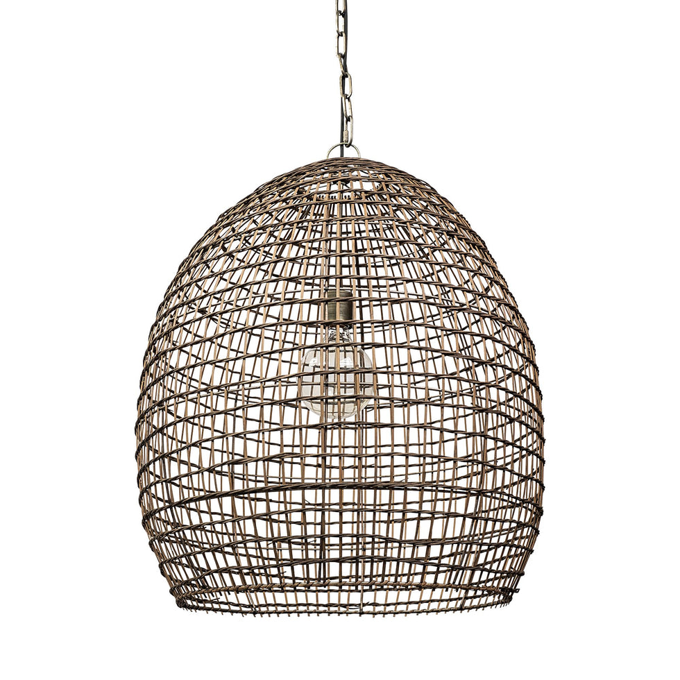 Mercana - Aruba Medium Brown Woven Straw Orb Pendant Light