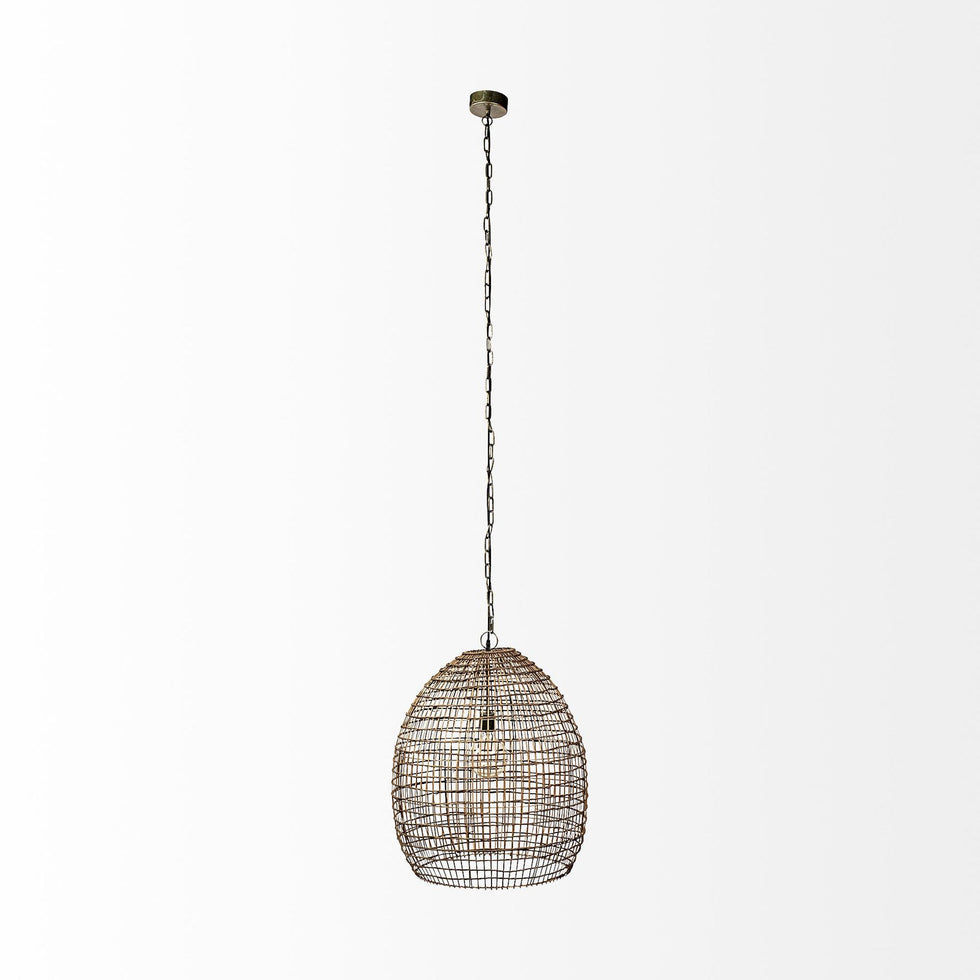 Mercana - Aruba Medium Brown Woven Straw Orb Pendant Light