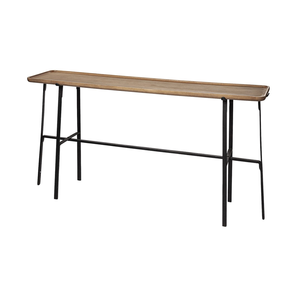 Mercana - Helios II Rectangular Brown Raised Edge Top Console Table