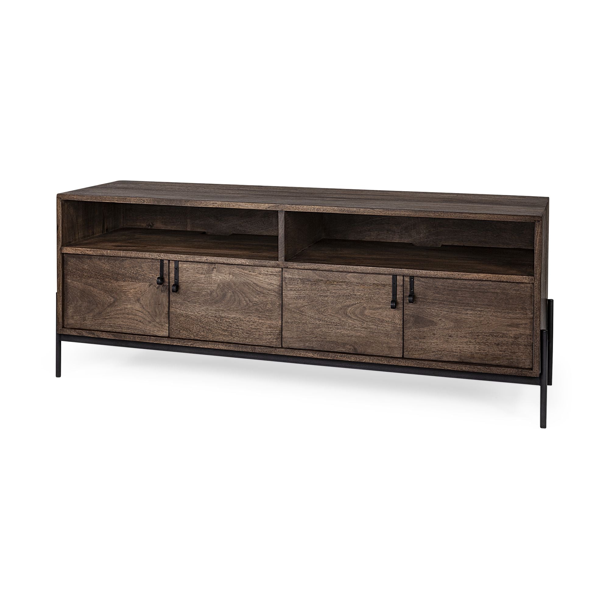 Mercana - Glenn Media Console in Dark Brown, Wood/Iron
