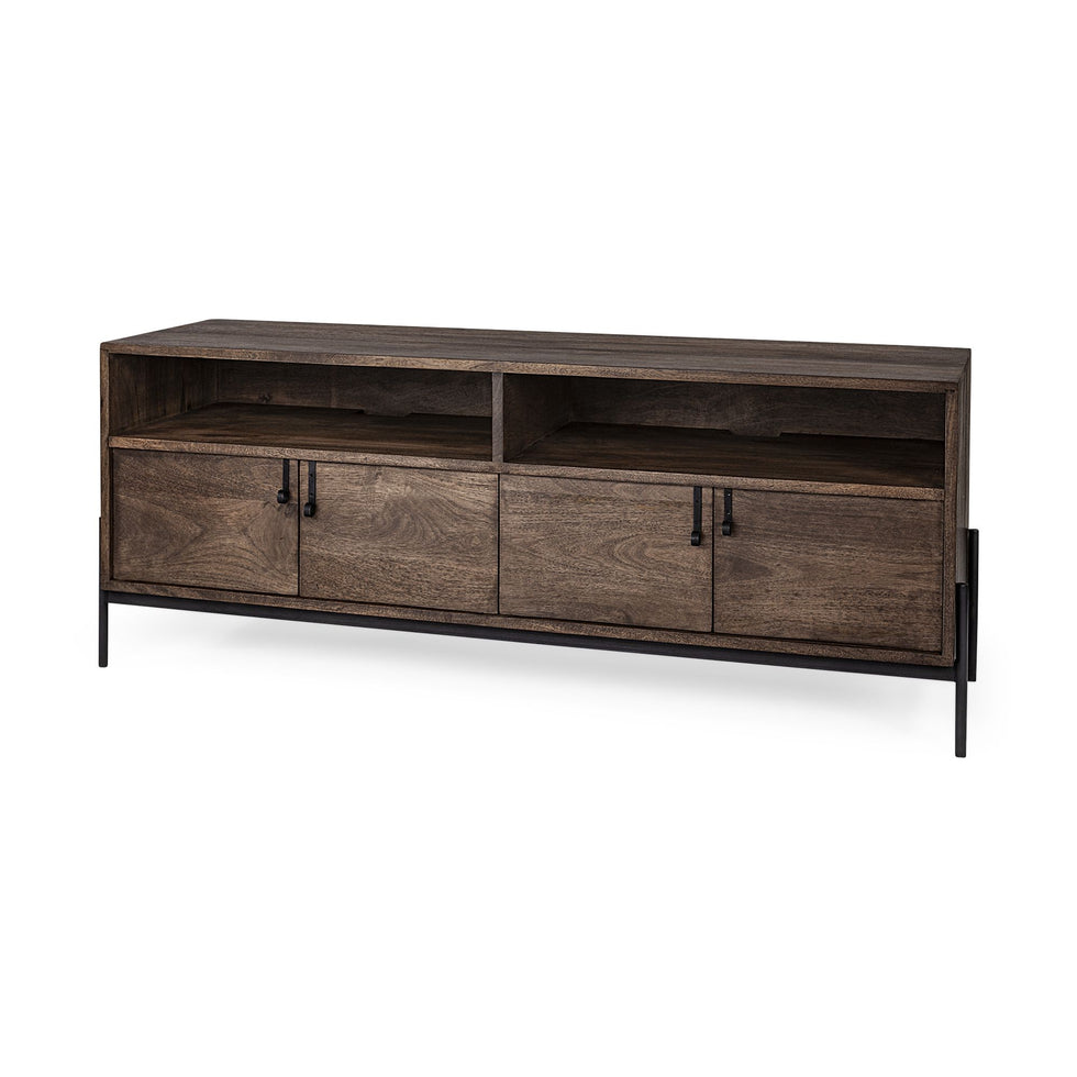Mercana - Glenn Media Console in Dark Brown, Wood/Iron