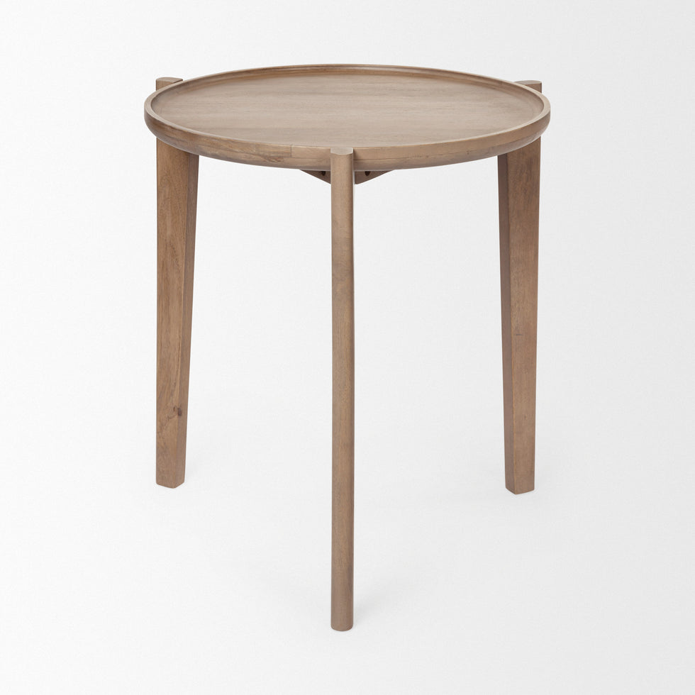 Mercana - Cleaver Accent Table in Brown, Solid Wood