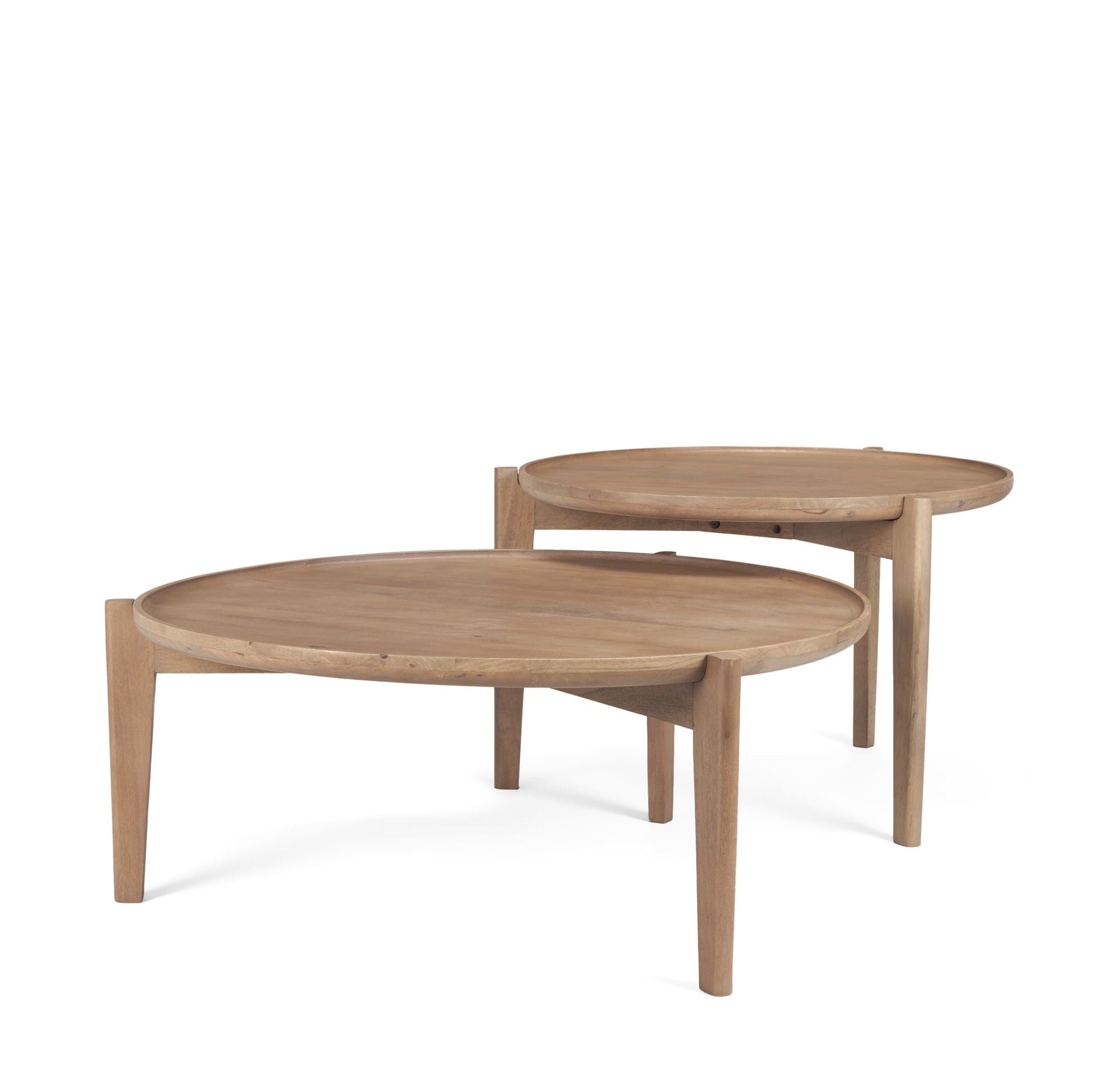 Mercana - Cleaver Round Brown Solid Wood Nesting Coffee Tables (Set of 2)