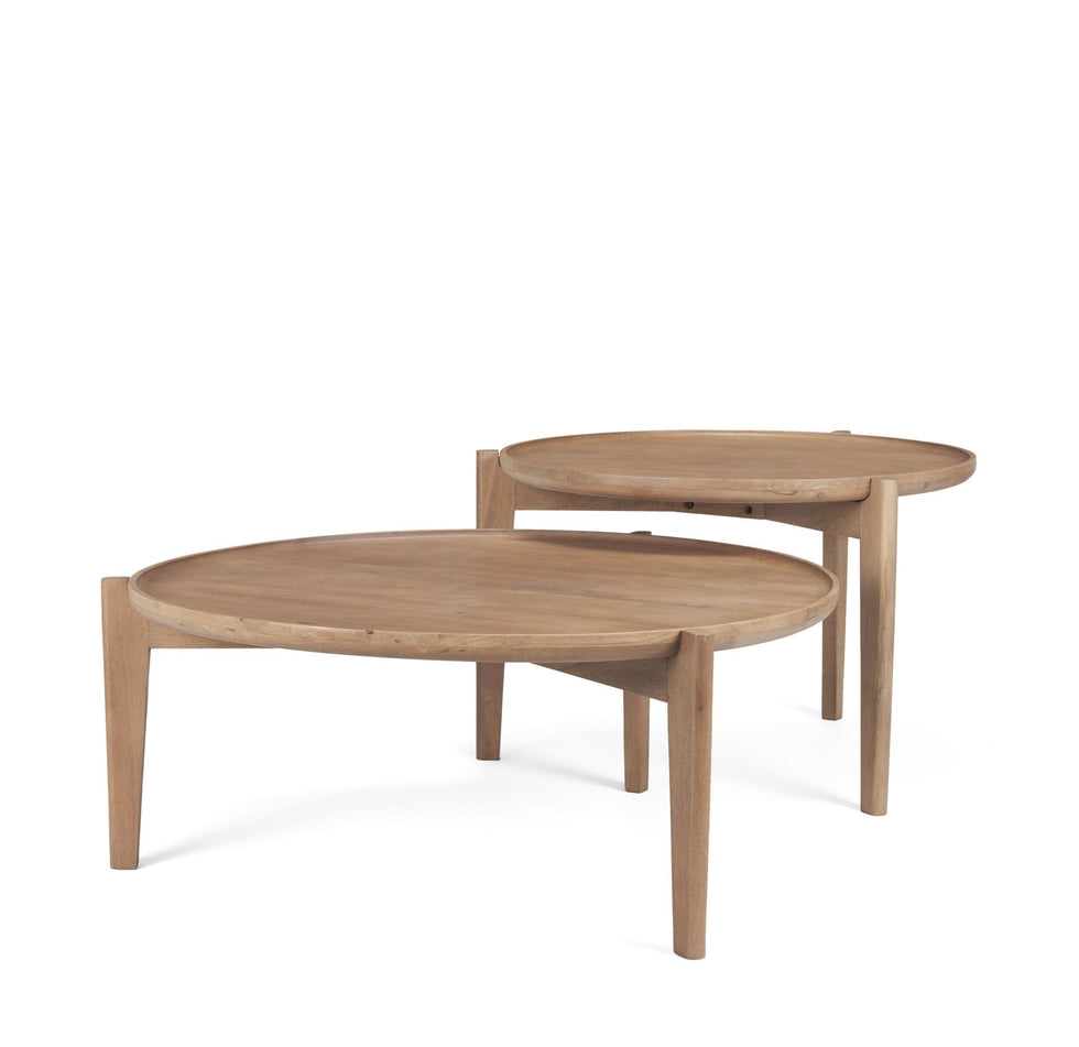 Mercana - Cleaver Round Brown Solid Wood Nesting Coffee Tables (Set of 2)