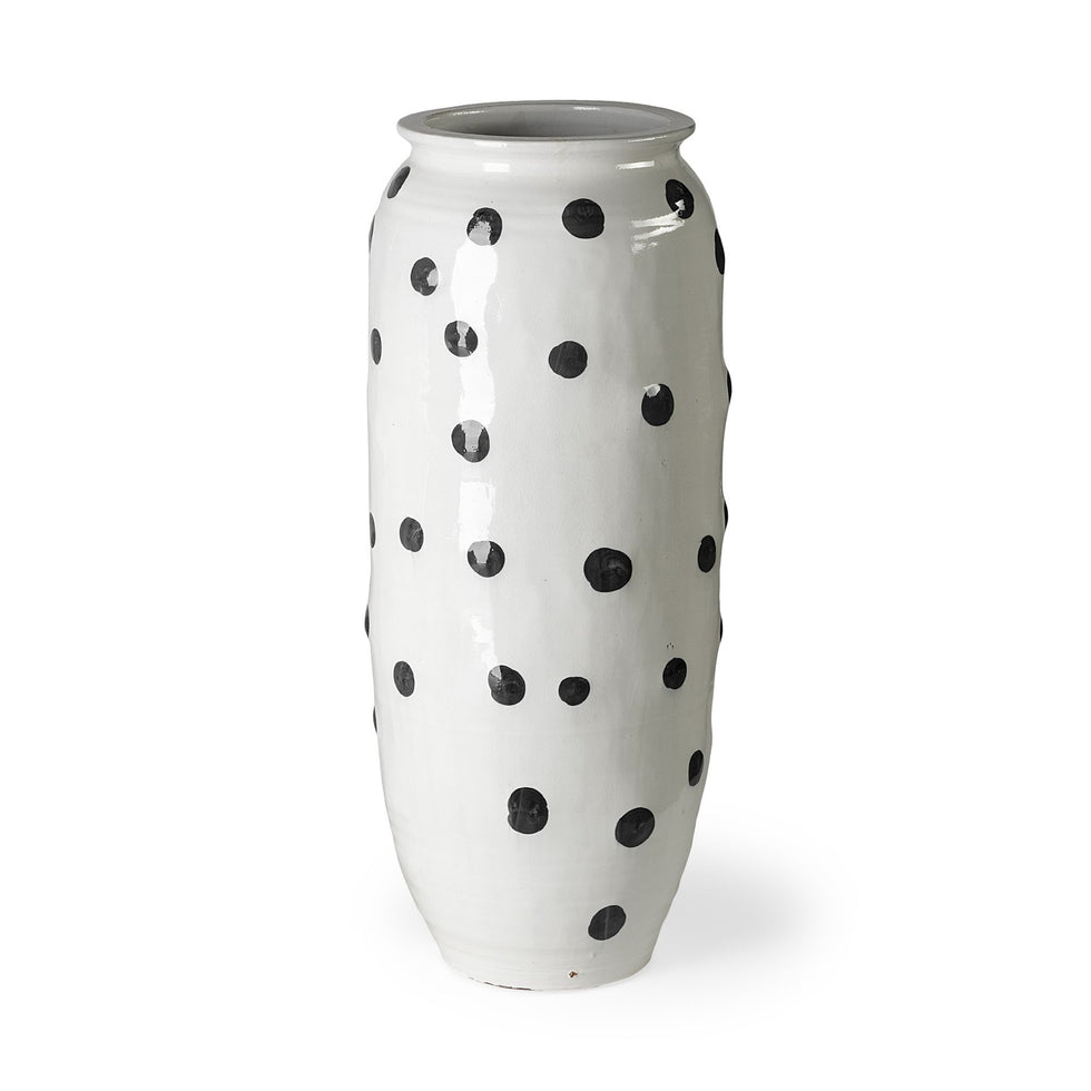 Mercana - Polka Large 32H White Ceramic Polka Dot Vase