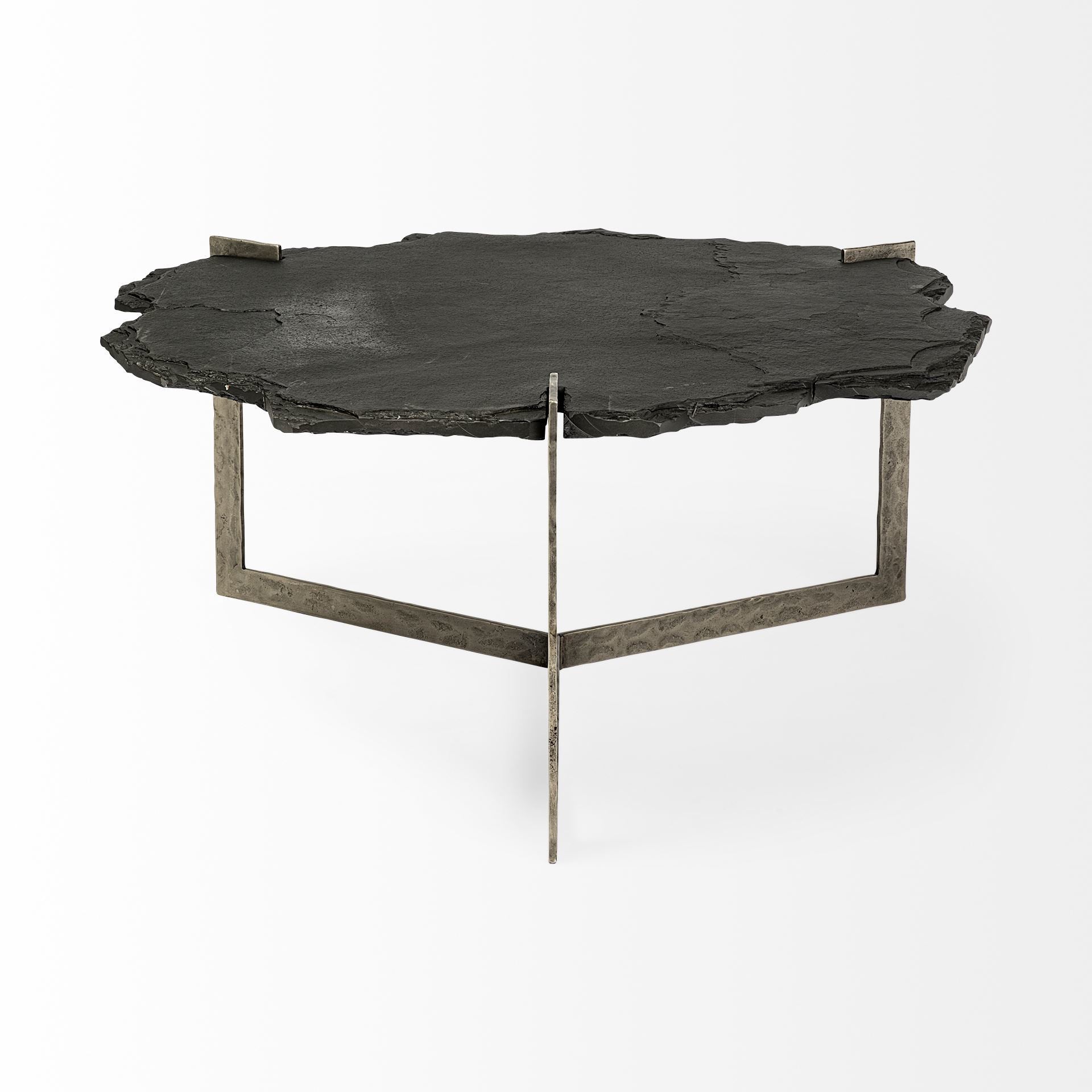 Mercana - Shale Coffee Table in Black/Gold, Stone