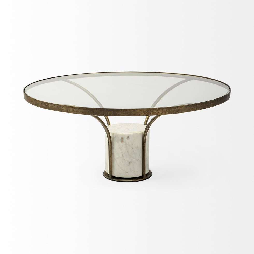 Mercana - Jacinta Coffee Table in Gold/White, Glass